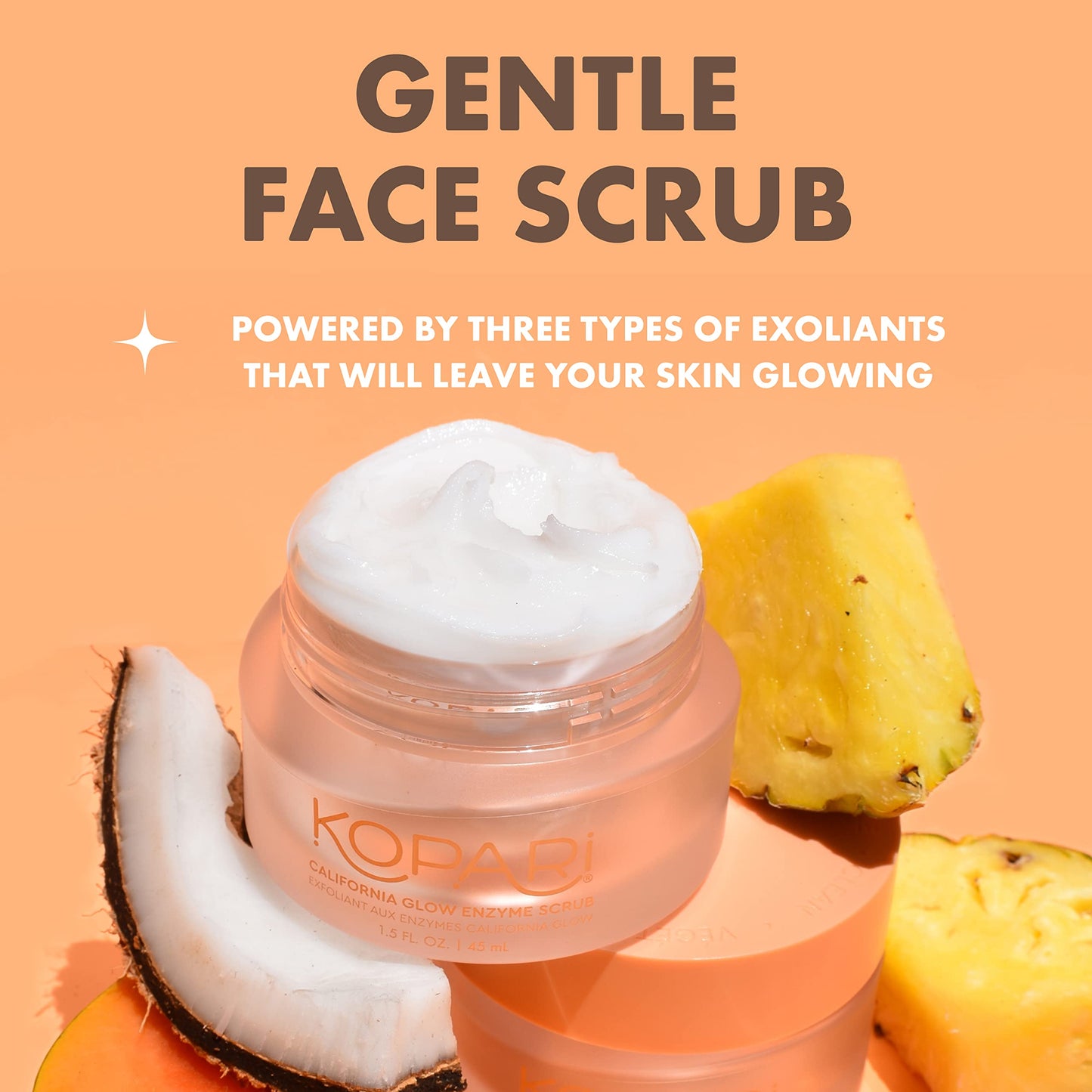 Kopari California Glow Enzyme Exfoliating Face Scrub, Clarifying & Brightening Skin Exfoliation Facial Scrub, Supports Anti-Aging, 100% Organic Beauty & Personal Care Kopari