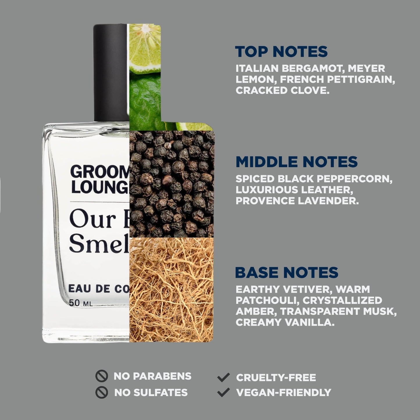 Grooming Lounge Our Best Smeller Cologne - Long-Lasting Black Pepper and Vanilla Scent - Energizing and Confidence Enhancing - No Parabens - Cruelty Beauty & Personal Care Grooming Lounge