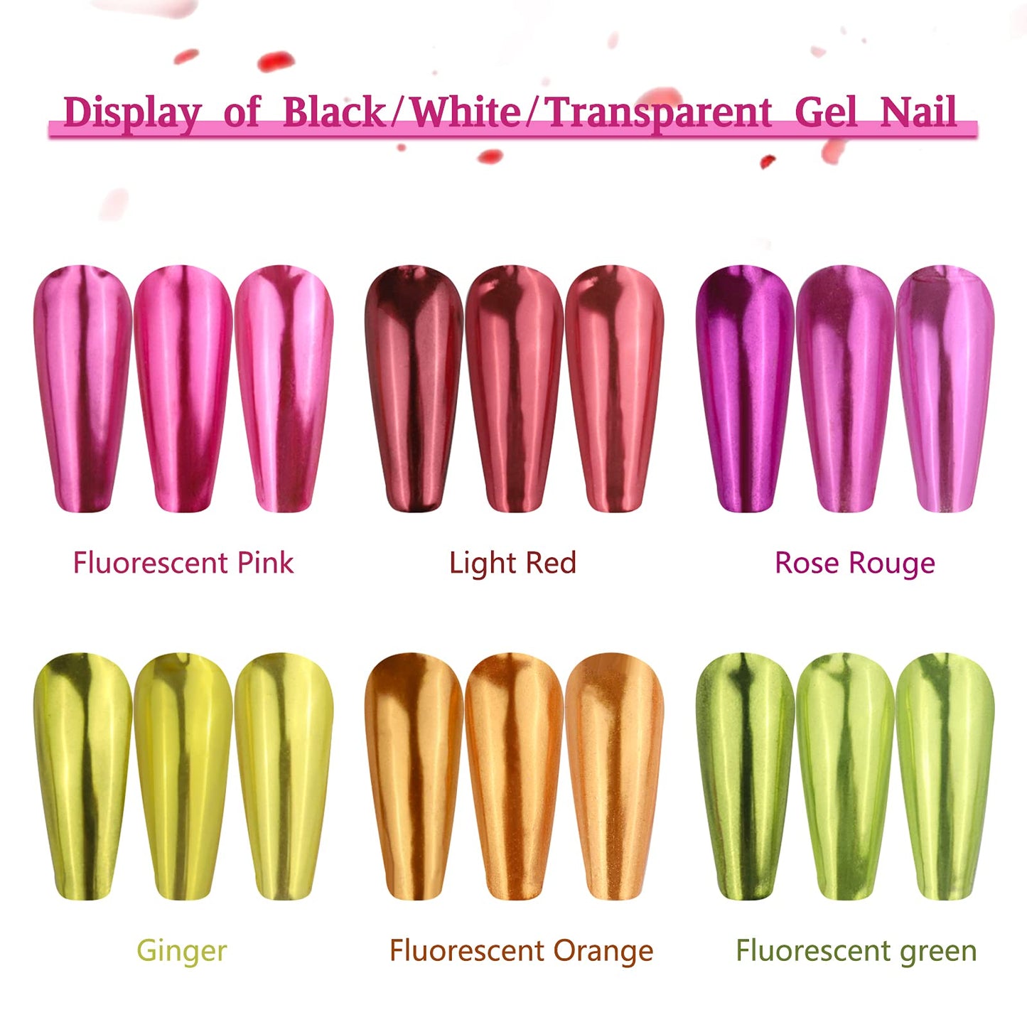 BISHENGYF 6 Box Chrome Nail Powder, Chrome Effect Nail Powder Set, Shiny Nail Glitter Powder with Magic Mirror Effect for Nail Art Design Beauty & Personal Care BISHENGYF