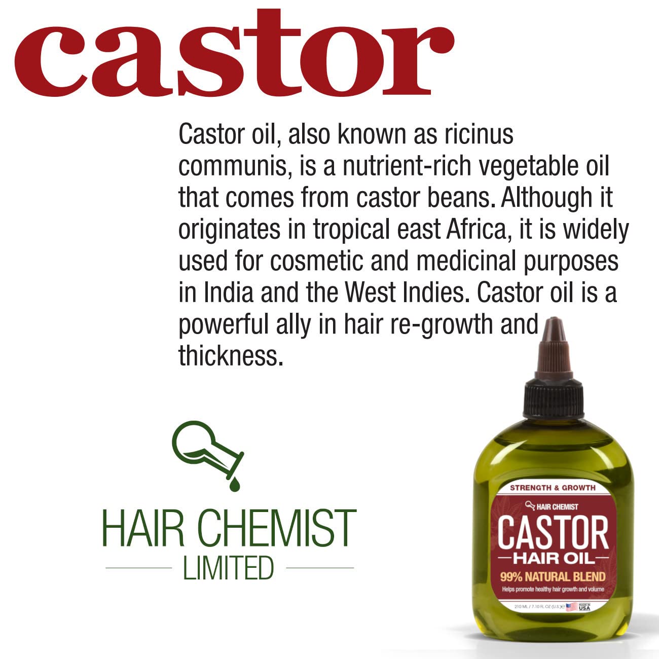 Hair Chemist Castor Oil 7.1 oz - Strengthening & Growth Stimulator for Hair Growth Beauty & Personal Care Hair Chemist