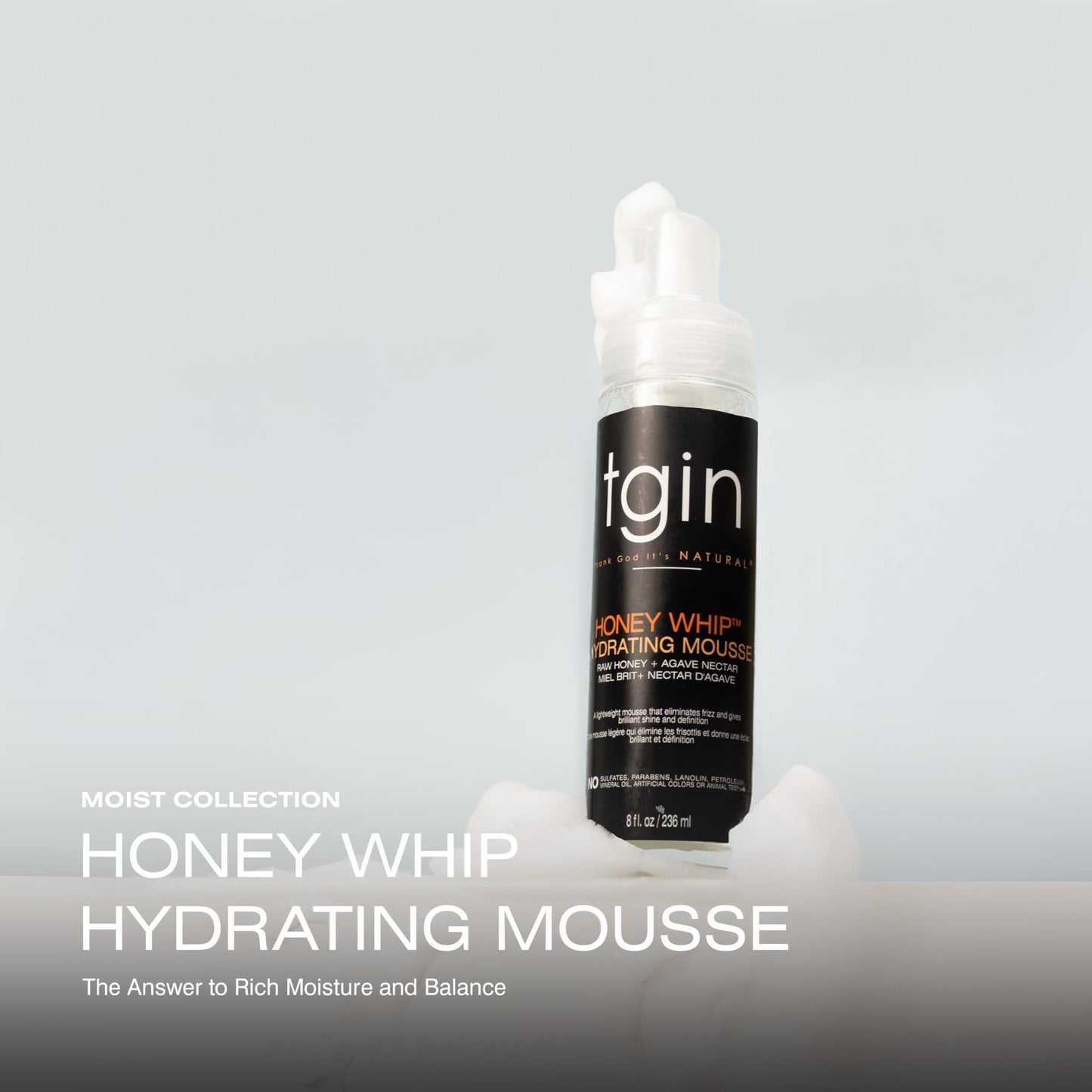 tgin Honey Whip Hydrating Mousse for Natural, Dry, Curly, and Damaged Hair - 8 Oz Beauty & Personal Care Thank God It's Natural