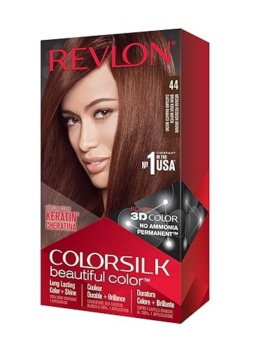Revlon Colorsilk Beautiful Color, Permanent Hair Dye with Keratin, 100% Gray Coverage, Ammonia Free, 44 Medium Reddish Brown Beauty & Personal Care REVLON