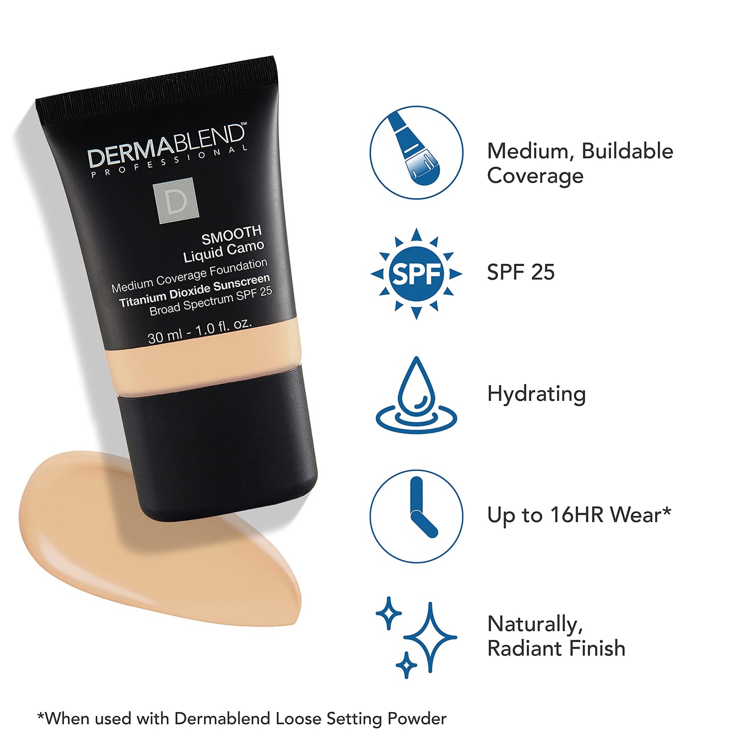 Dermablend Smooth Liquid Foundation with SPF 25, 0C Linen, 1 Fl. Oz. Beauty & Personal Care Dermablend