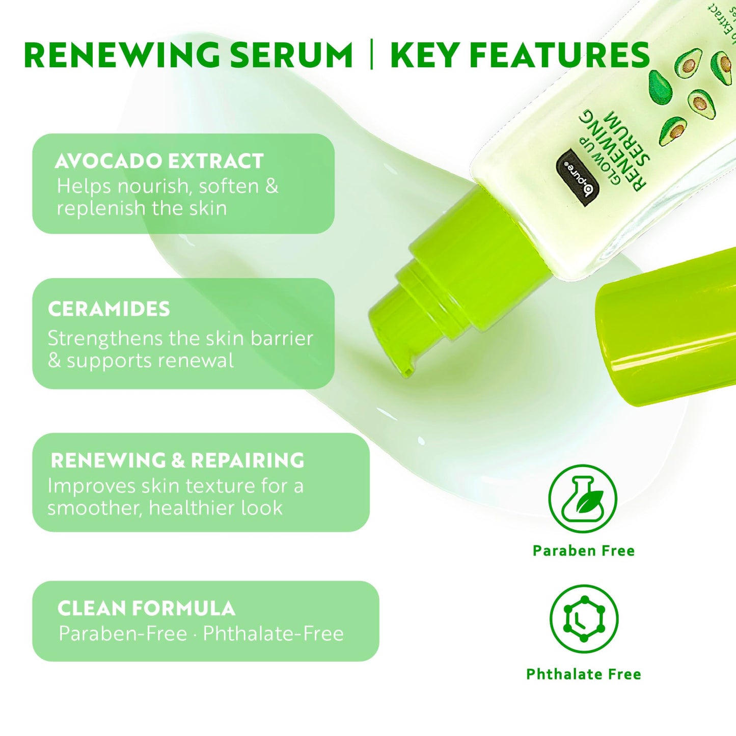 b.pure Glow Up Avocado Renewing & Strengthening Face Serum | Avocado Extract & Ceramides | 1 oz, 3-Pack Beauty & Personal Care b.pure