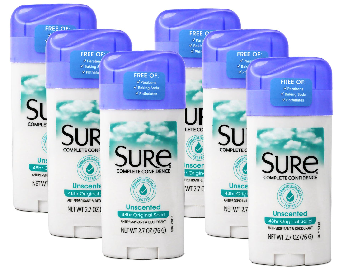 Powerful all-day protection against wetness and odor - Sure Original Solid Anti-Perspirant and Deodorant, Unscented, 2.7-Ounces (Pack of 6) Beauty and Personal Care Sure