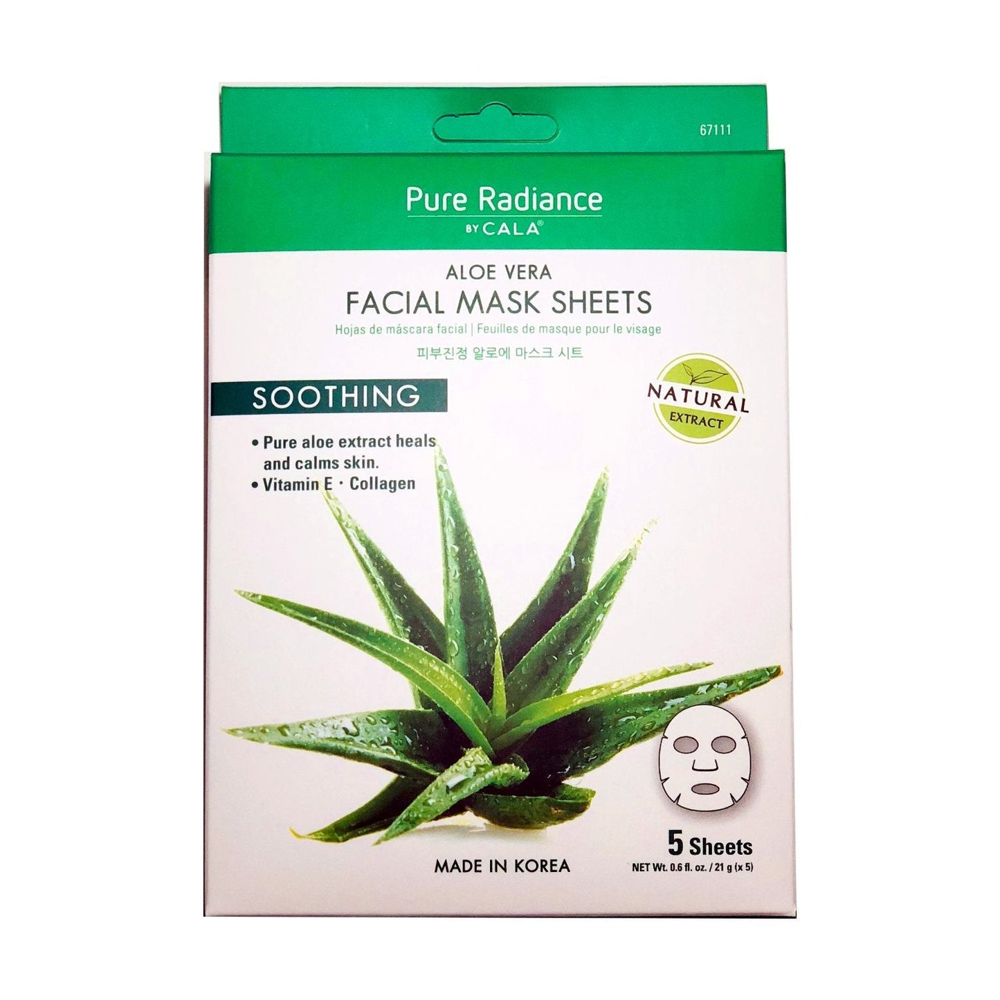 Cala Korea Aloe Vera, Collagen And Vitamin E, Essence full face facial Mask Sheet, 5 pack Beauty & Personal Care Cala