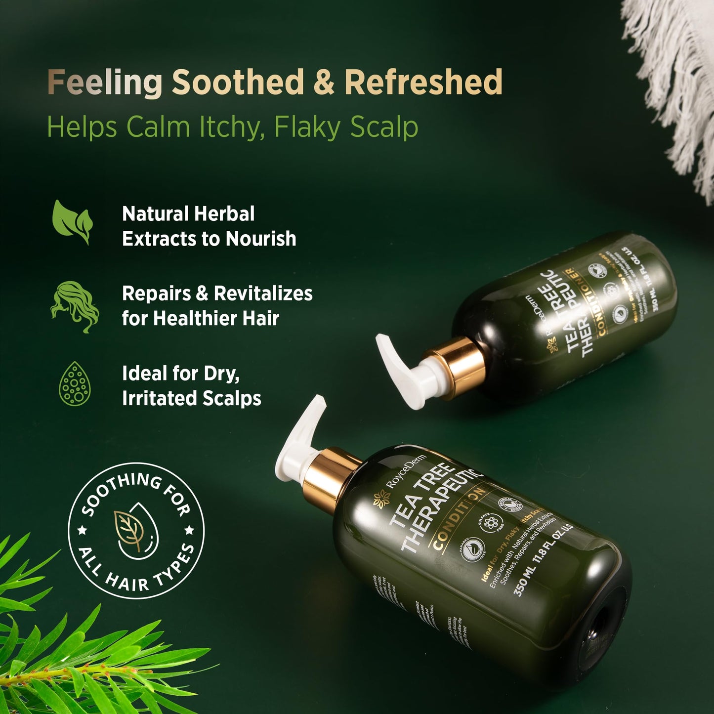 RoyceDerm Tea Tree Conditioner: Hydrating & Soothing Botanical Formula with Tea Tree, Aloe, Camellia Seed Oil, Paraben & Sulfate Free Beauty & Personal Care Roycederm