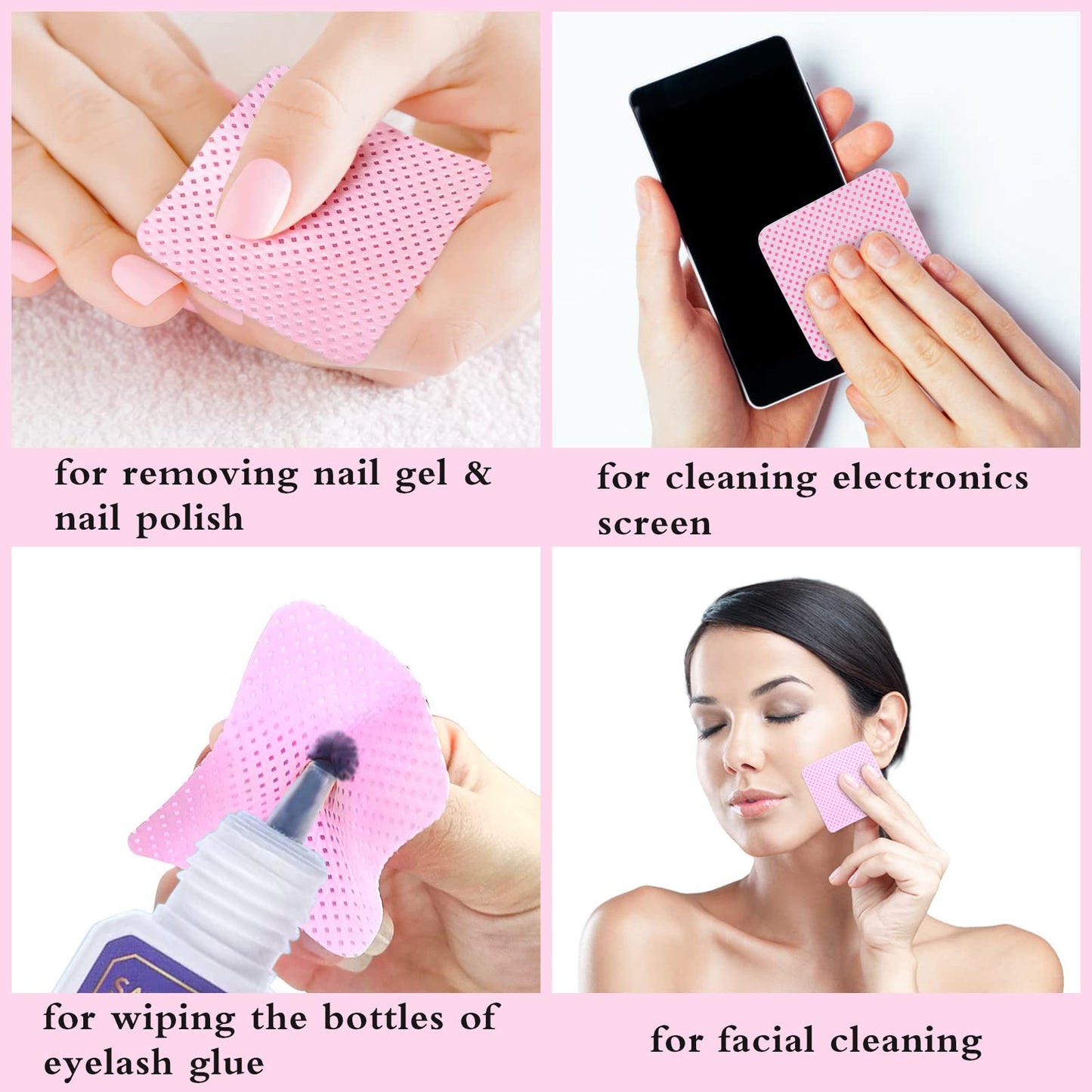 Bcowos Pink Lint Free Nail Wipes with Storage Case- 1080PCS Super Absorbent Nail Polish Remover Pads- Disposable Lint Free Wipes for Nail Polish Beauty & Personal Care Bcowos