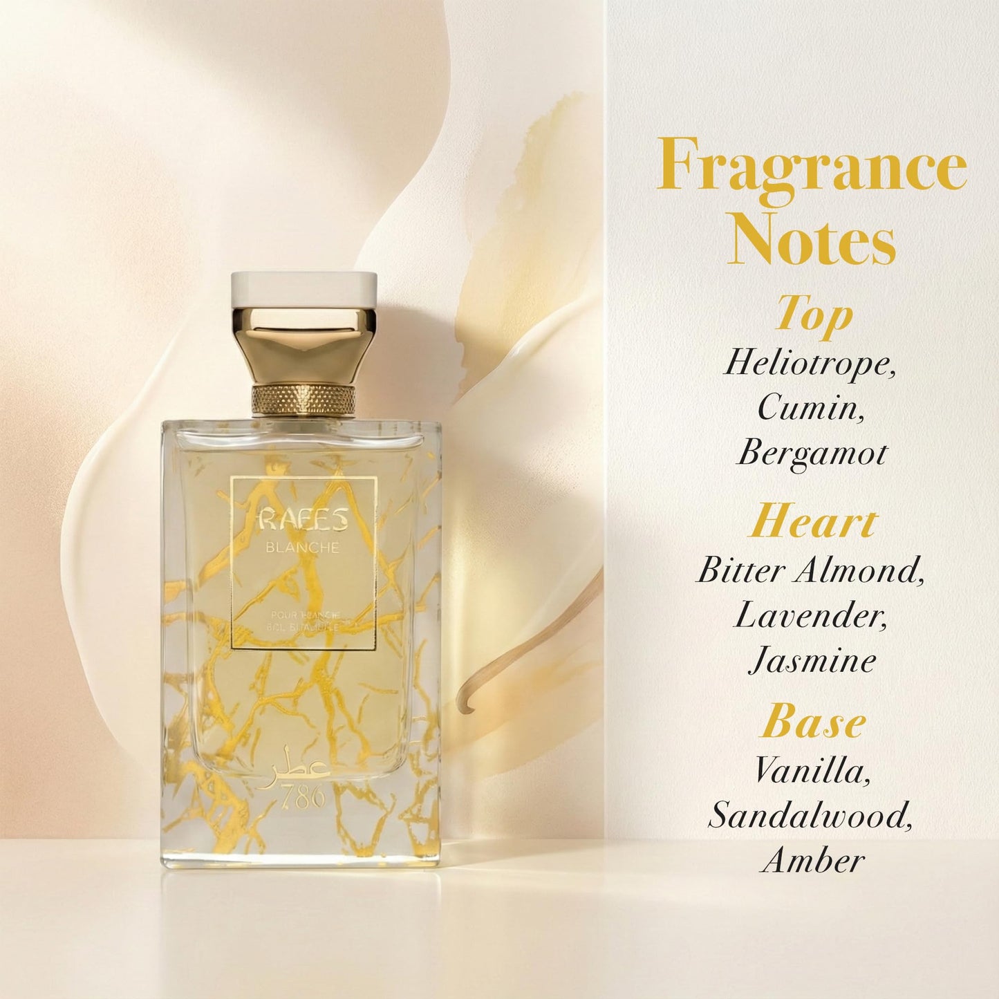 Jo Milano Raees Blanche Eau De Parfum Spray | 3.4 oz (100ml) | Almond, Vanilla, Sweet, Fruity, Fresh, Powdery Scent | Long Lasting Fragrance for Men Beauty & Personal Care Jo Milano