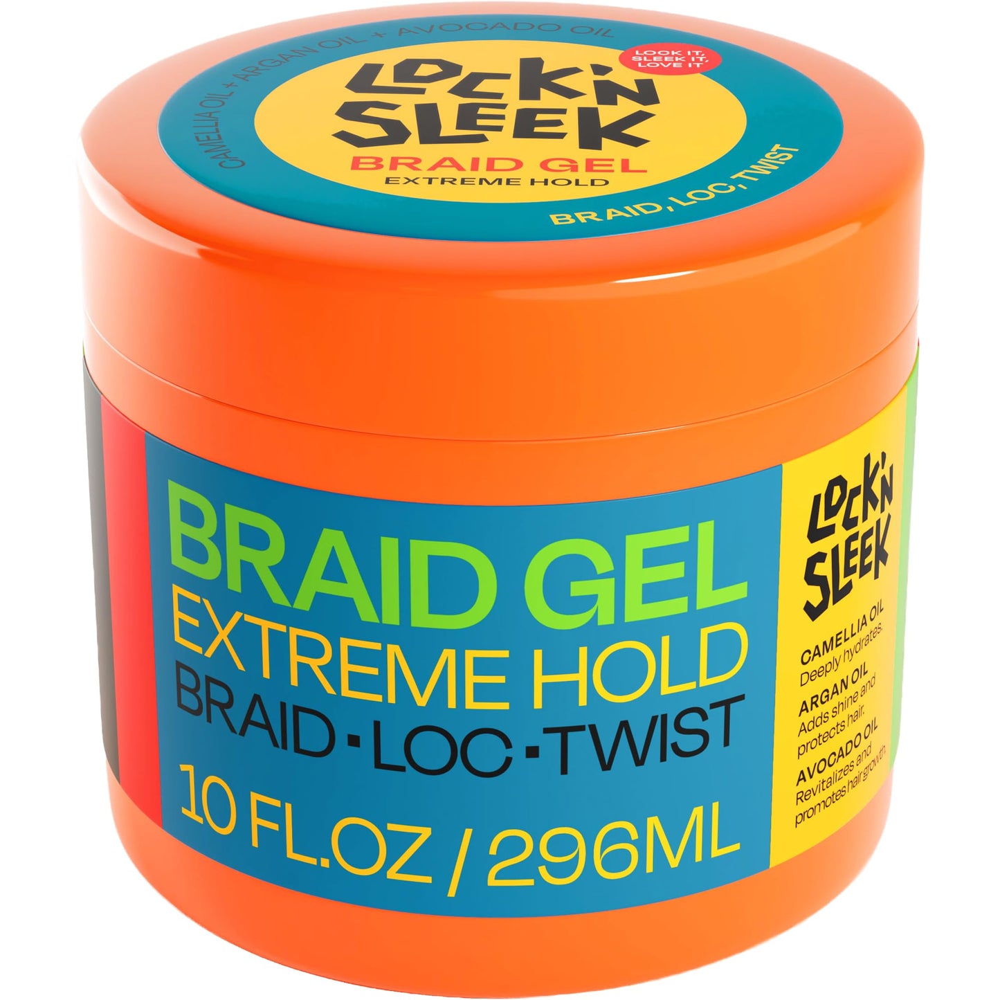 LOCK'N SLEEK Braid Gel (10 oz), Extreme Hold, Flake-Free, High Shine Edge Control - Argan, Camellia, Avocado Oil - For Locks, Braids, Twists, Cornrows Beauty & Personal Care LOCK'N SLEEK