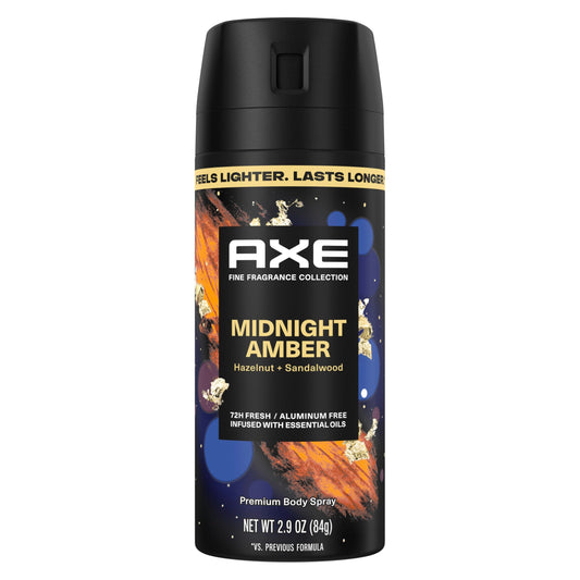 AXE Fine Fragrance Collection Body Spray Midnight Amber 72 Hour Freshness Aluminum Free 2.9 oz Beauty and Personal Care AXE