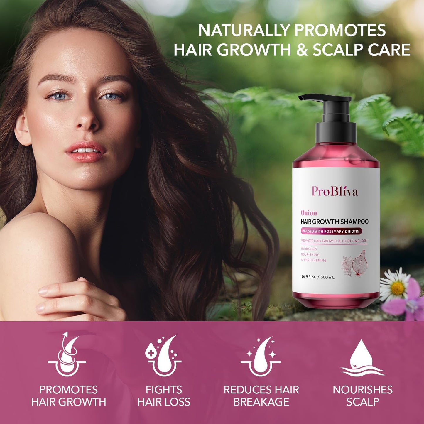 ProBliva Onion Shampoo for Hair Growth: Onion Hydrosol Shampoo with Biotin and Rosemary for Hair Loss and Thinning Hair - Promotes Healthier, Thicker Beauty & Personal Care ProBliva