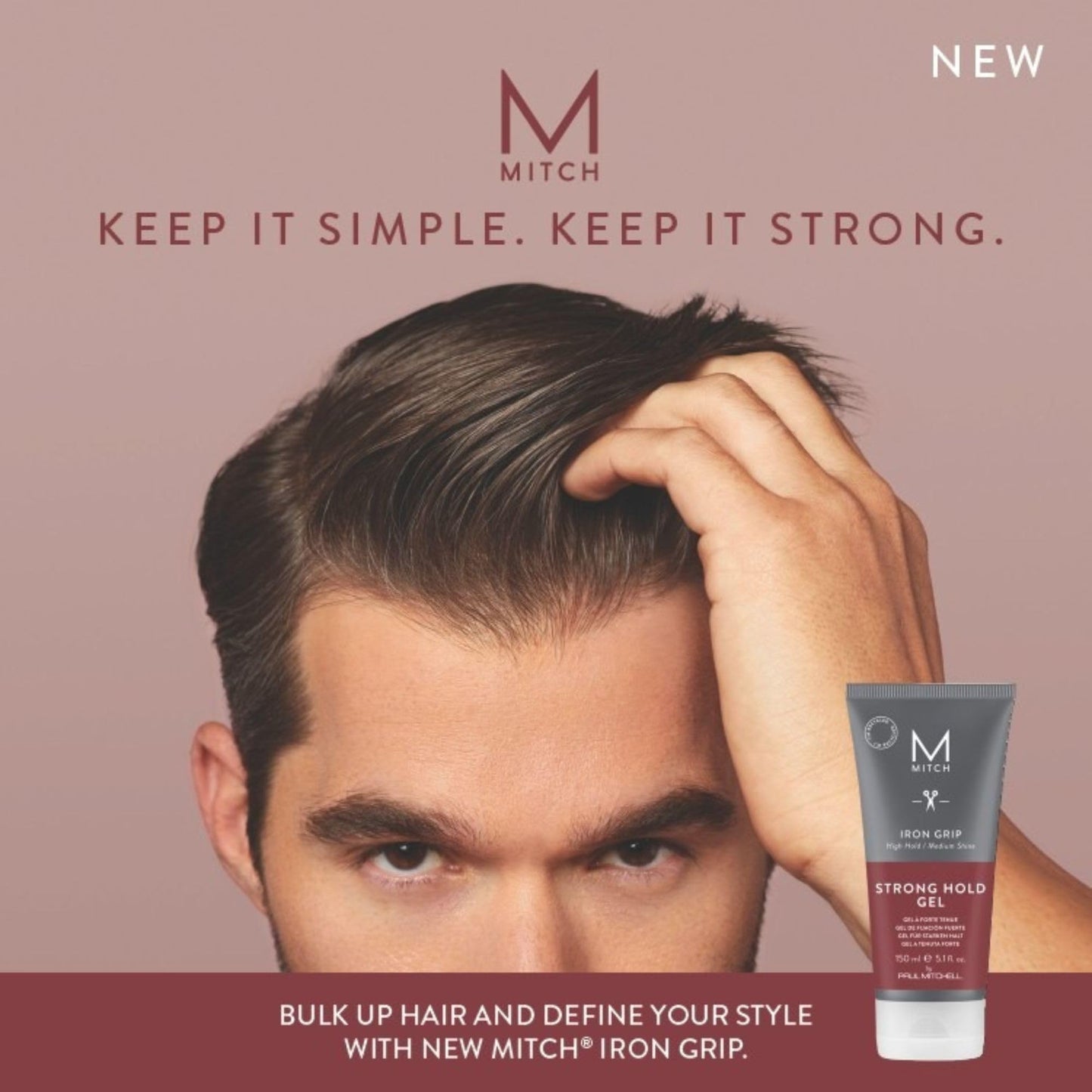 MITCH by Paul Mitchell Iron Grip Strong Hold Gel, High Hold, Medium Shine, For All Hair Types + Textures, 5.1 fl. oz Beauty & Personal Care MITCH