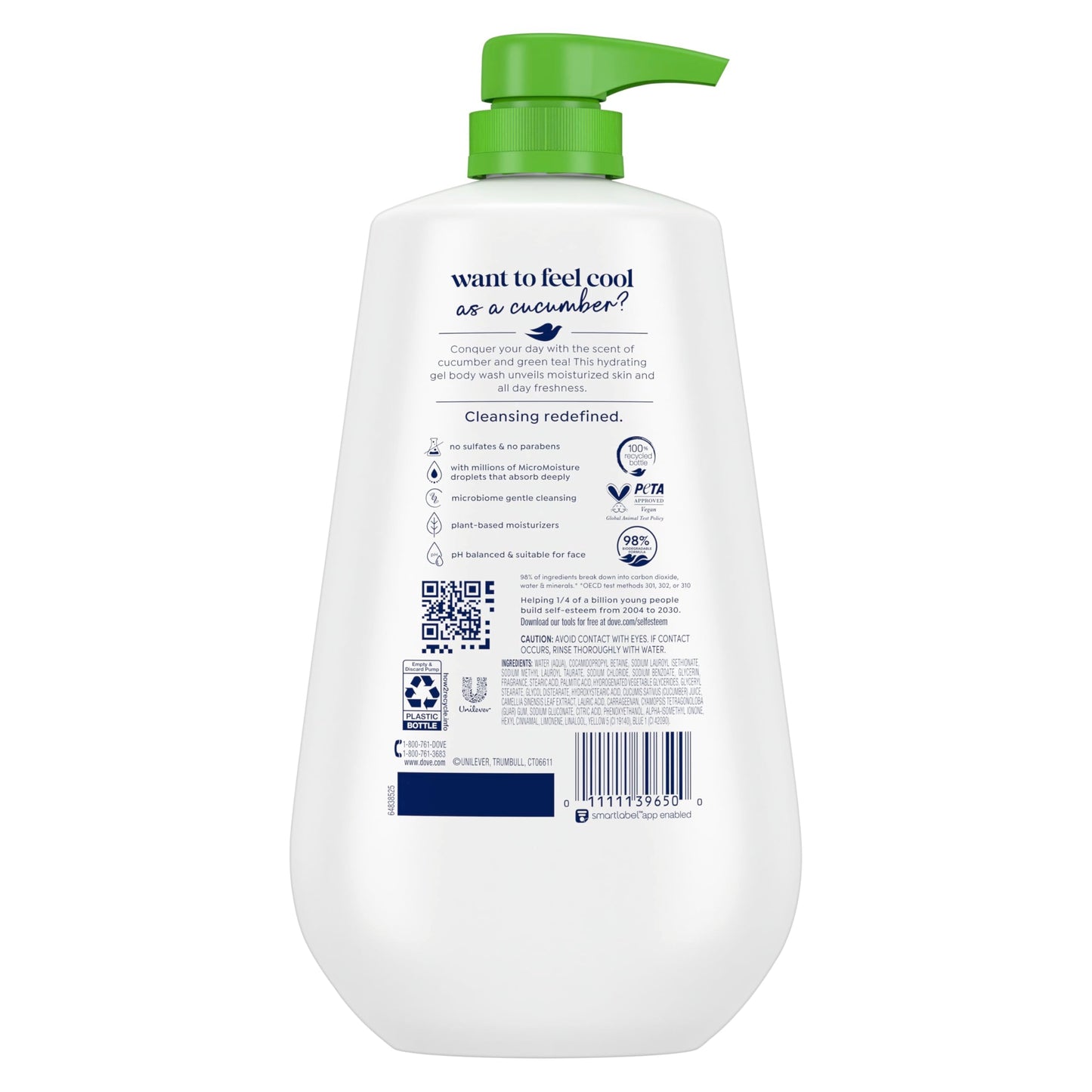 Dove 24hr Lotion Body Wash Refresh Cucumber & Green Tea, 30.6 oz | Hydrating body wash with MicroMoisture and a refreshing spa-inspired scent (Pack Beauty and Personal Care Dove
