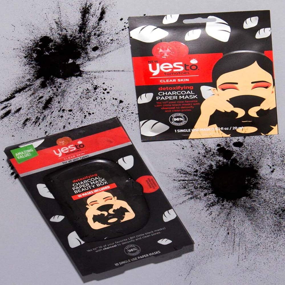 Yes To Tomatoes Detoxifying Paper Mask, Pore Cleaning Formula To Detoxify Skin & Help Remove Impurities, Hydrating & Moisturizing, With Charcoal Beauty & Personal Care Yes To