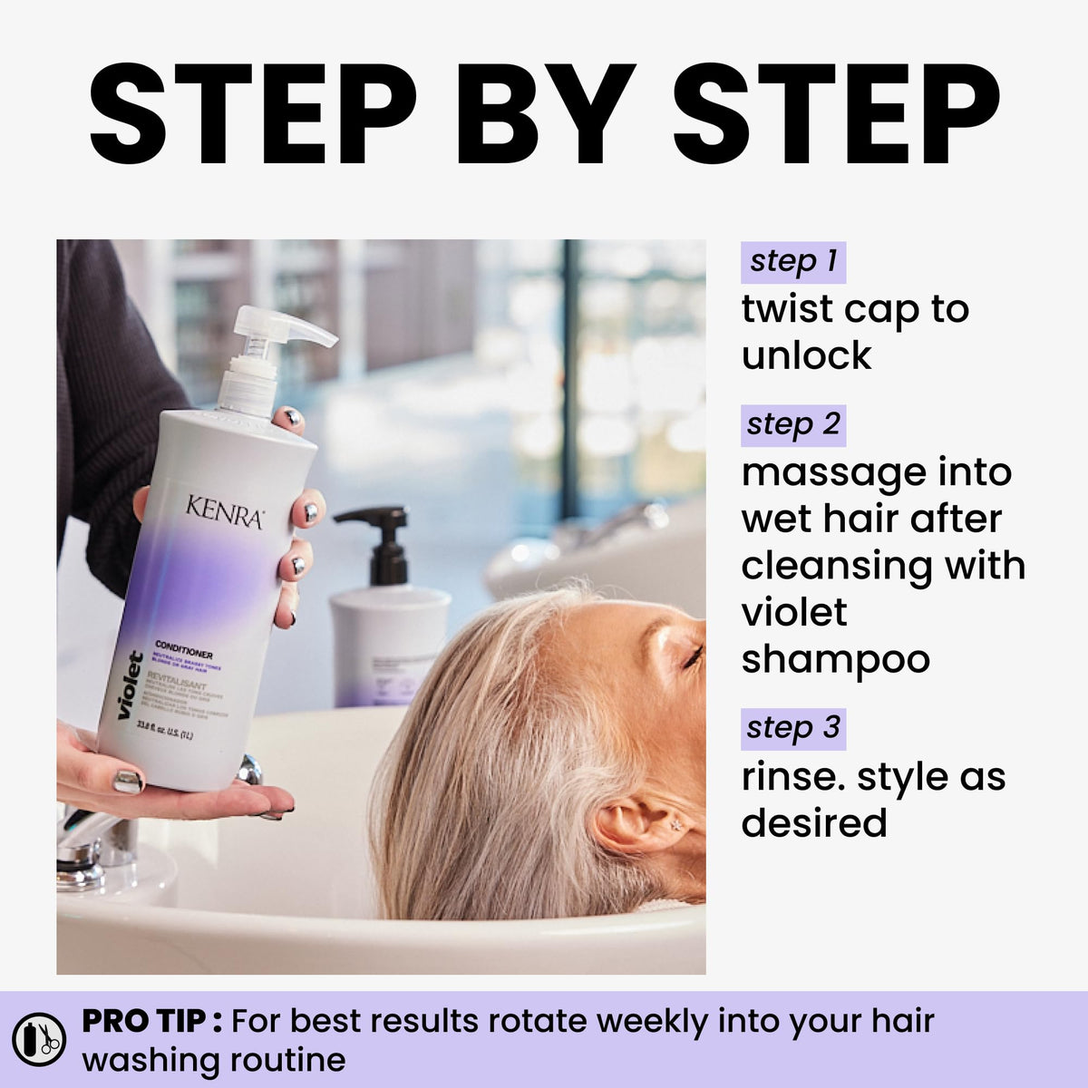Kenra Professional Violet Conditioner | Eliminates Brassy Tones | Purple Pigment + Deposit | Neutralizes Yellow | Moisturizes Processed Hair |