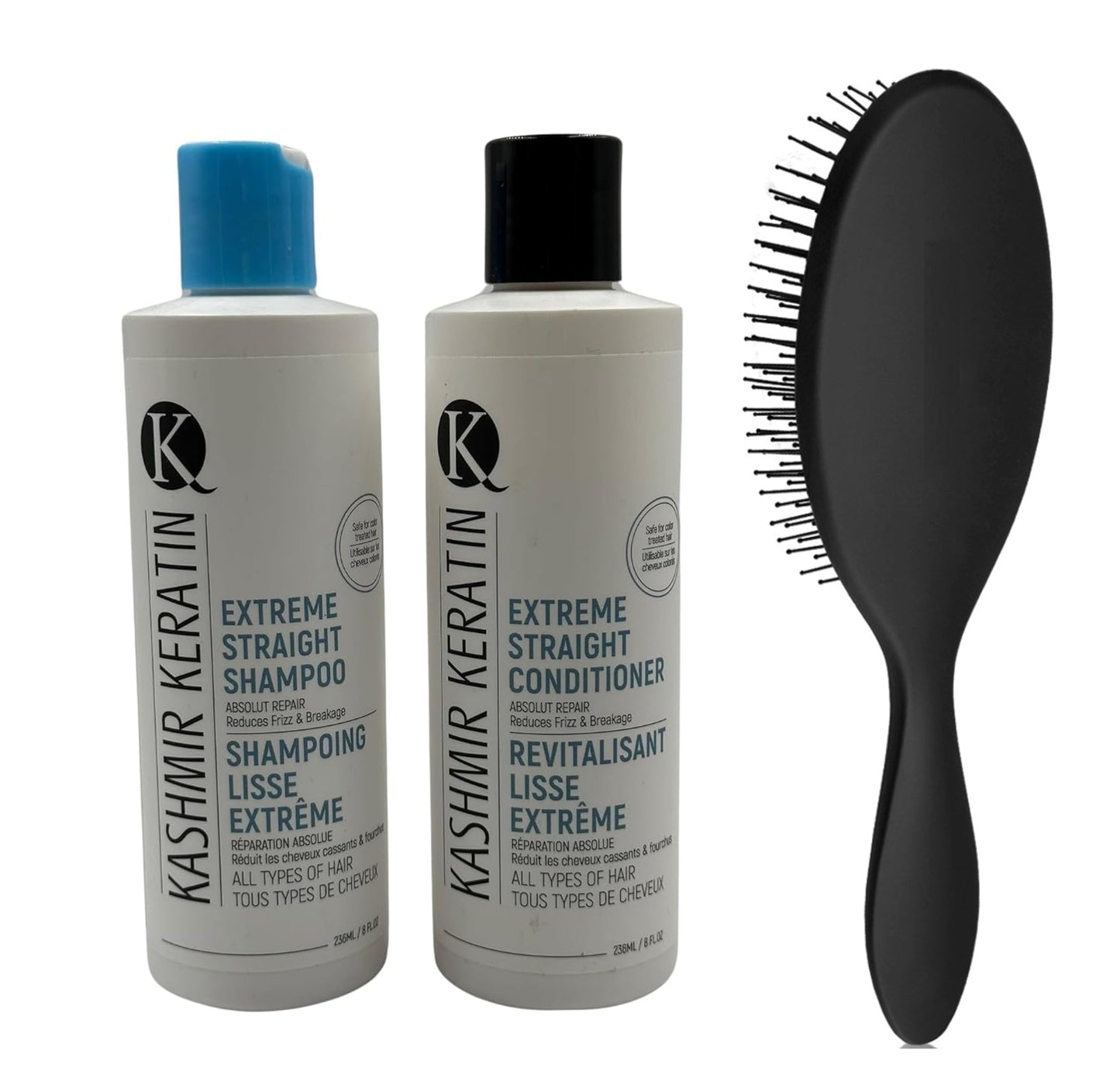 Bundle 3 Items: Extreme Straight Keratin Shampoo 8 oz, Extreme Straight Keratin Conditioner 8oz and Paddle Brush, Frizz Free & Control, Sulfate Free Beauty & Personal Care Belle of Hope Mara Ray