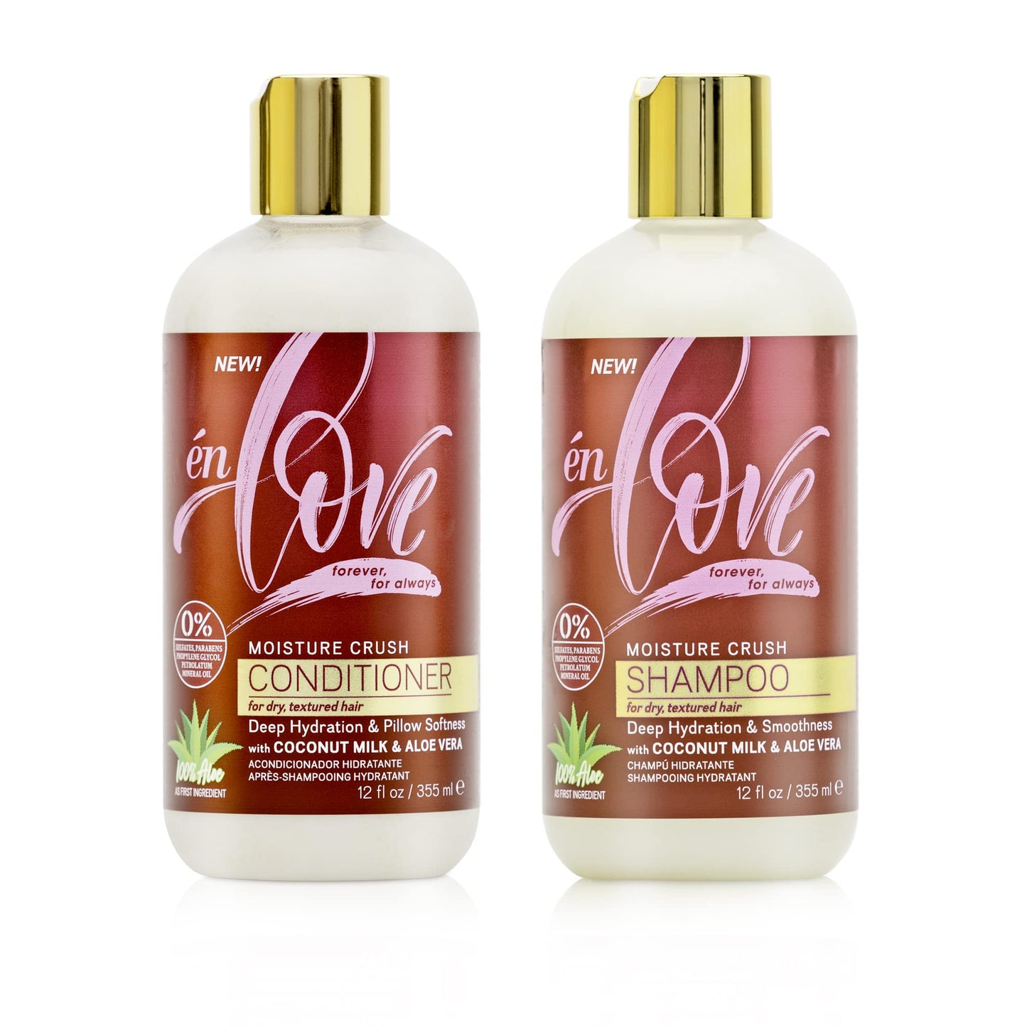 én Love Moisture Crush Shampoo & Conditioner with Coconut Milk & Aloe Vera for Deep Hydration, Smoothness, & Shine - Paraben, Mineral Oil, Petrolatum Beauty & Personal Care én Love