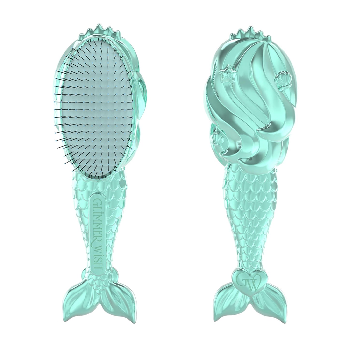 Glimmer Wish Mermaid Detangling Hair Brush for Kids - Anti Frizz and Anti Static - Soft and Long Bristles to Detangle With Ease - Gentle on Hair Kids Beauty & Personal Care Glimmer Wish