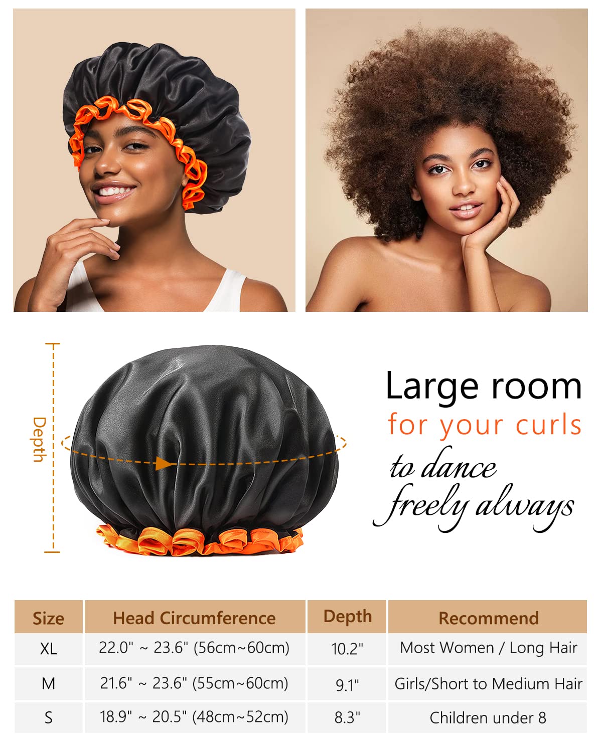 mikimini Small Black Shower Caps for Kids, Double Layers Waterproof Bathing Hair Cap with Reusable Soft Comfortable PEVA Lining, Cute, Non-fading Beauty & Personal Care mikimini