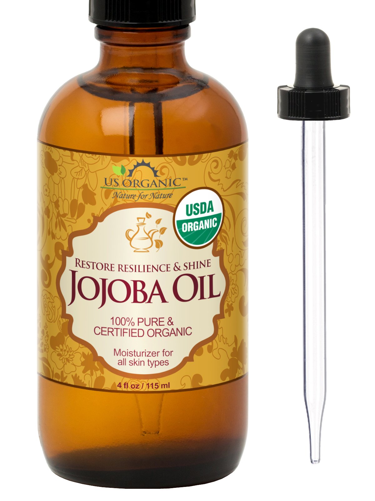 US Organic Jojoba Oil, USDA Certified Organic,100% Pure & Natural, Cold Pressed Virgin, Unrefined, Haxane Free, Sourced from Middle East Directly Beauty & Personal Care US Organic