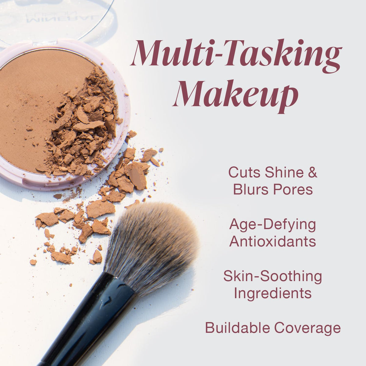 Mineral Fusion Pressed Powder Foundation, Deep 4 - Deep Skin w/Golden Undertones, Age Defying Foundation Makeup with Matte Finish, Talc Free Face