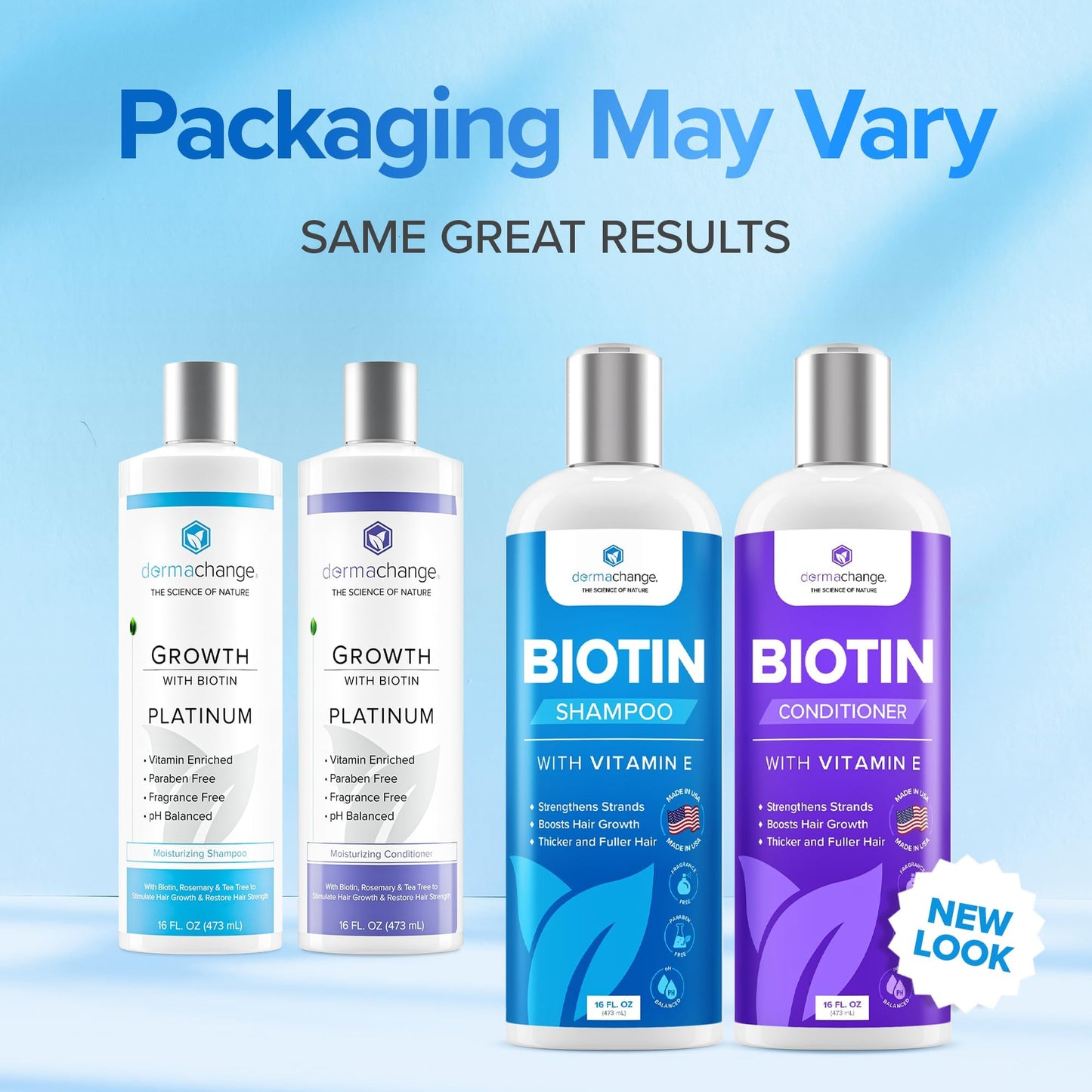 Hair Growth Biotin Shampoo and Conditioner - Deep Hydrating Conditioner for Dry Damaged Hair, Sulfate Free & Volumizing - 2 Pack, 8oz Beauty & Personal Care DermaChange