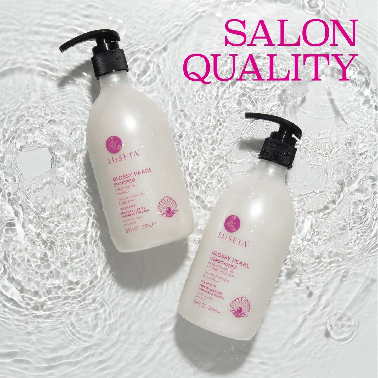 Luseta Glossy Pearl Shampoo and Conditioner Set Smooth & Moisturize, Add Shine and Helps Tame Frizz,Hydrating for Damaged Hair, Detangle,Nourish Beauty & Personal Care L LUSETA