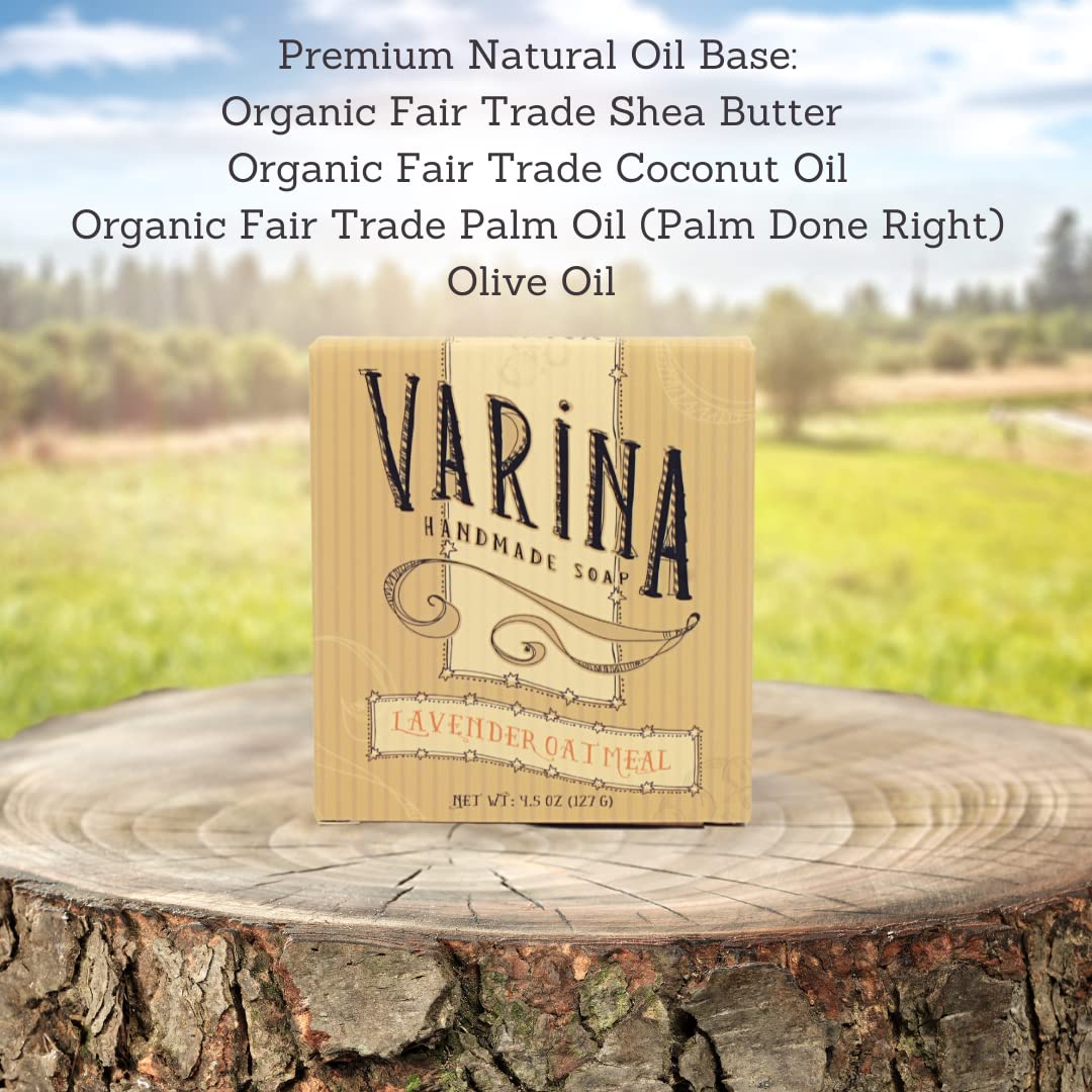 Varina Organic Lavender Oatmeal Bar Soap - Gentle Cleansing for Sensitive Skin, Herbal - 3 Pack Beauty & Personal Care Varina