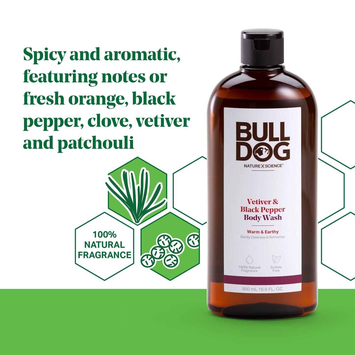 Bulldog Mens Skincare and Grooming Body Wash Black Pepper, 16.9 fl Oz Vetiver Beauty & Personal Care Bulldog Skincare for Men