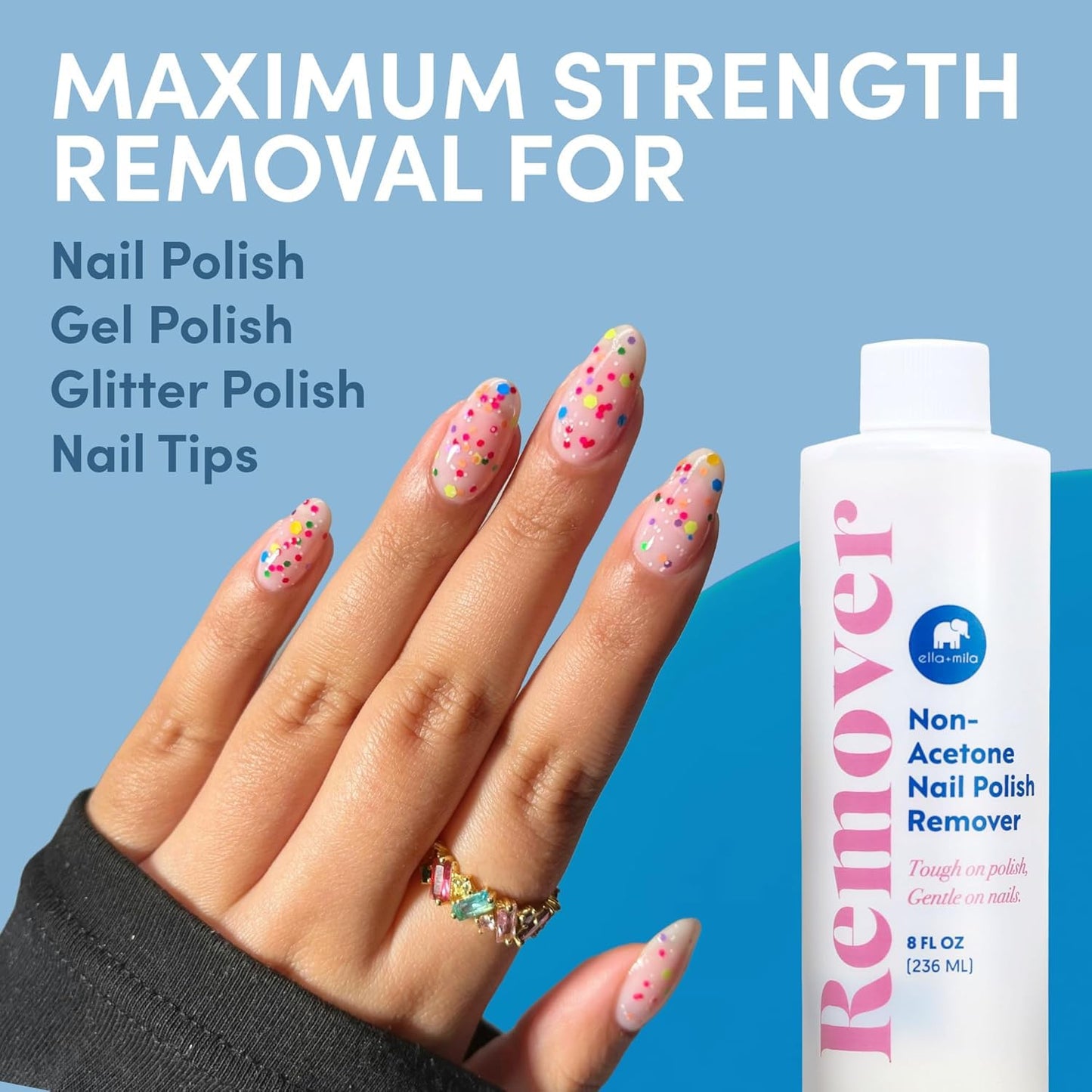 ella+mila Conditioning Nail Polish Remover - Non-Acetone, 8 fl oz Beauty and Personal Care ella+mila