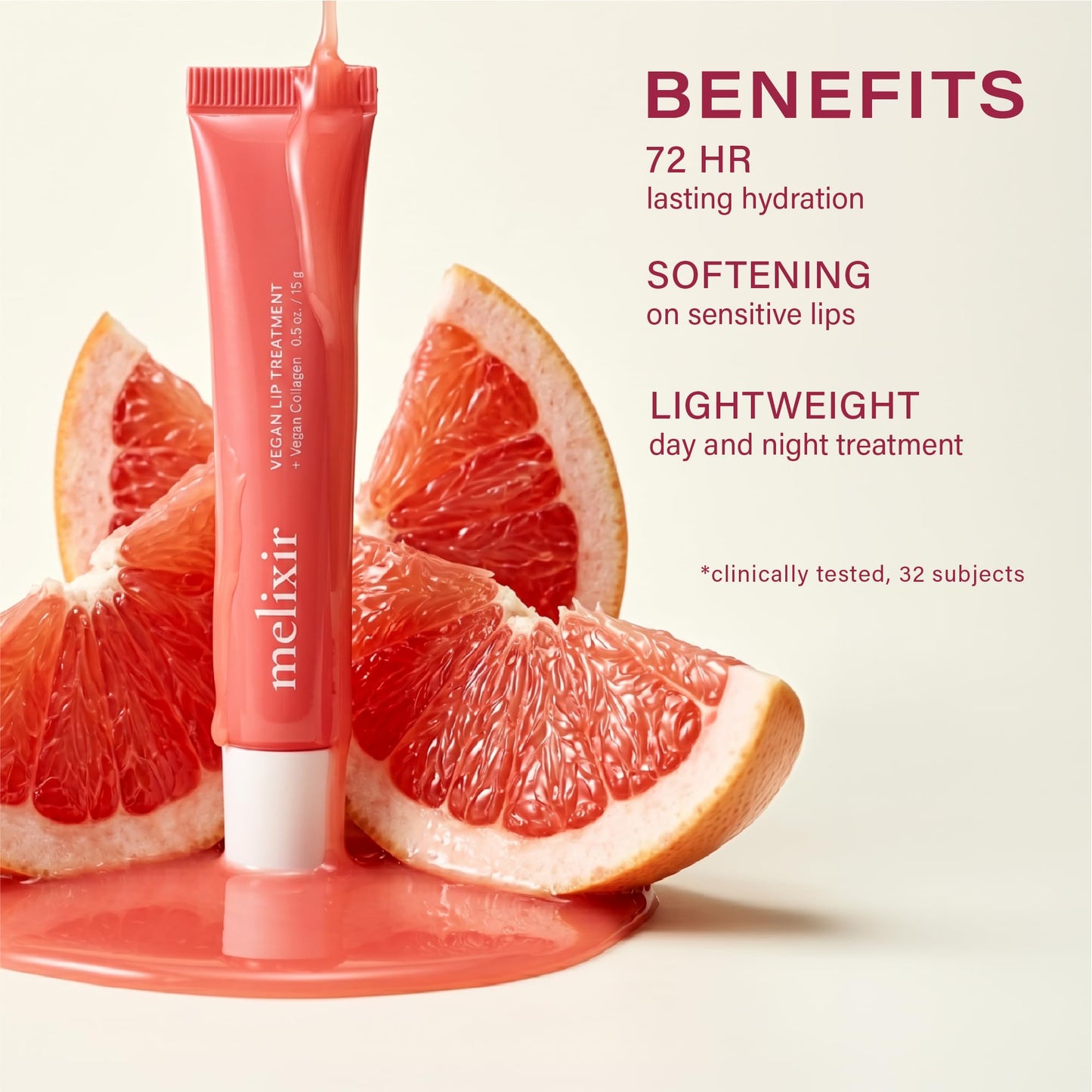 Melixir Vegan Lip Treatment, Sheer Tinted Lip Balm for Instant Hydration & Shine, Moisturizing Lip Gloss, Infused with Vegan Collagen & Jojoba Oil Beauty and Personal Care Melixir
