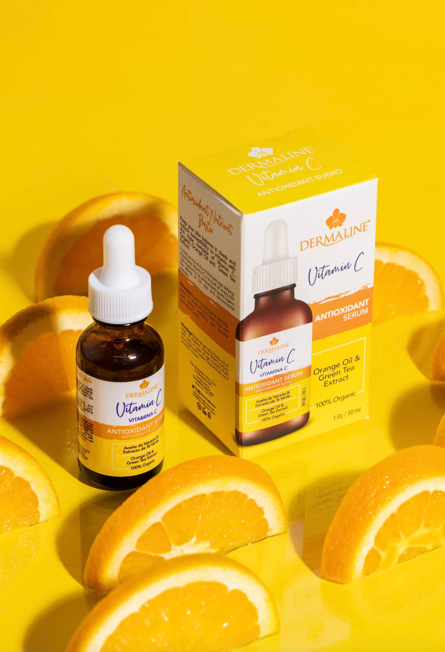 Dermaline Vitamin C Serum for Face with Hyaluronic Acid and Jojoba Oil, Hydrating, Brightening, and Deep Moisturizing Age Control to Diminish Fine Beauty & Personal Care DERMALINE