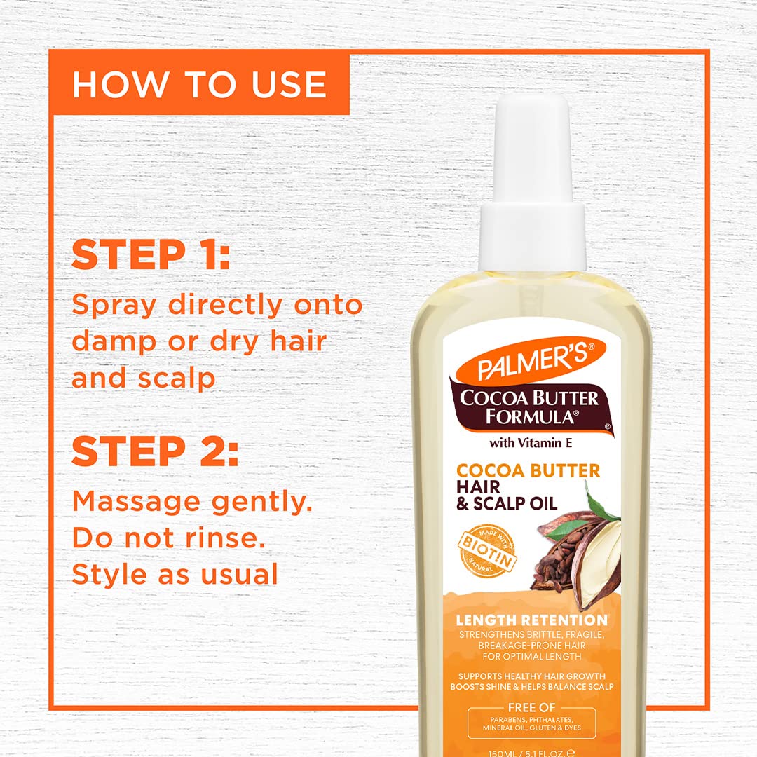 Palmer's Cocoa Butter & Biotin Length Retention Hair and Scalp Oil, 5.1 Ounce (Packaging May Vary) Beauty & Personal Care Palmer's