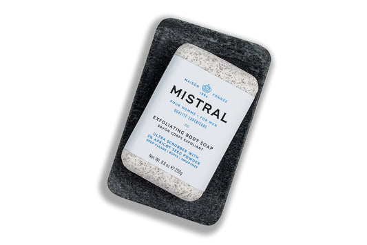 Mistral Exfoliating Bar Soap for Men - 8.8 oz | Luxury French Scrub Bar with Apricot Seed Powder, Marine Minerals, Shea Butter, pH?Balanced Beauty & Personal Care Mistral