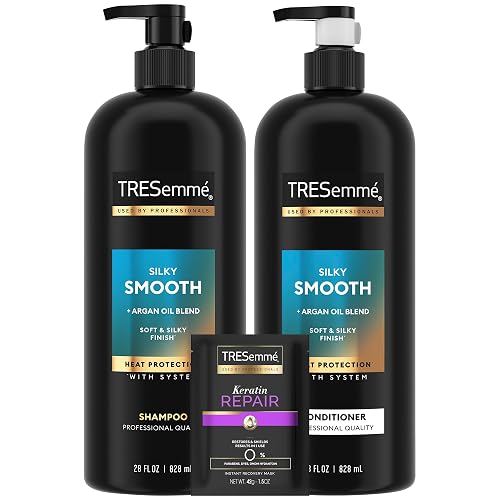 TRESemmé Shampoo and Conditioner Set, Silky & Smooth + Keratin Repair Hair Mask - Anti-Frizz Hair Products with Argan Oleo Blend (3 Piece Set) Beauty & Personal Care TRESemmé