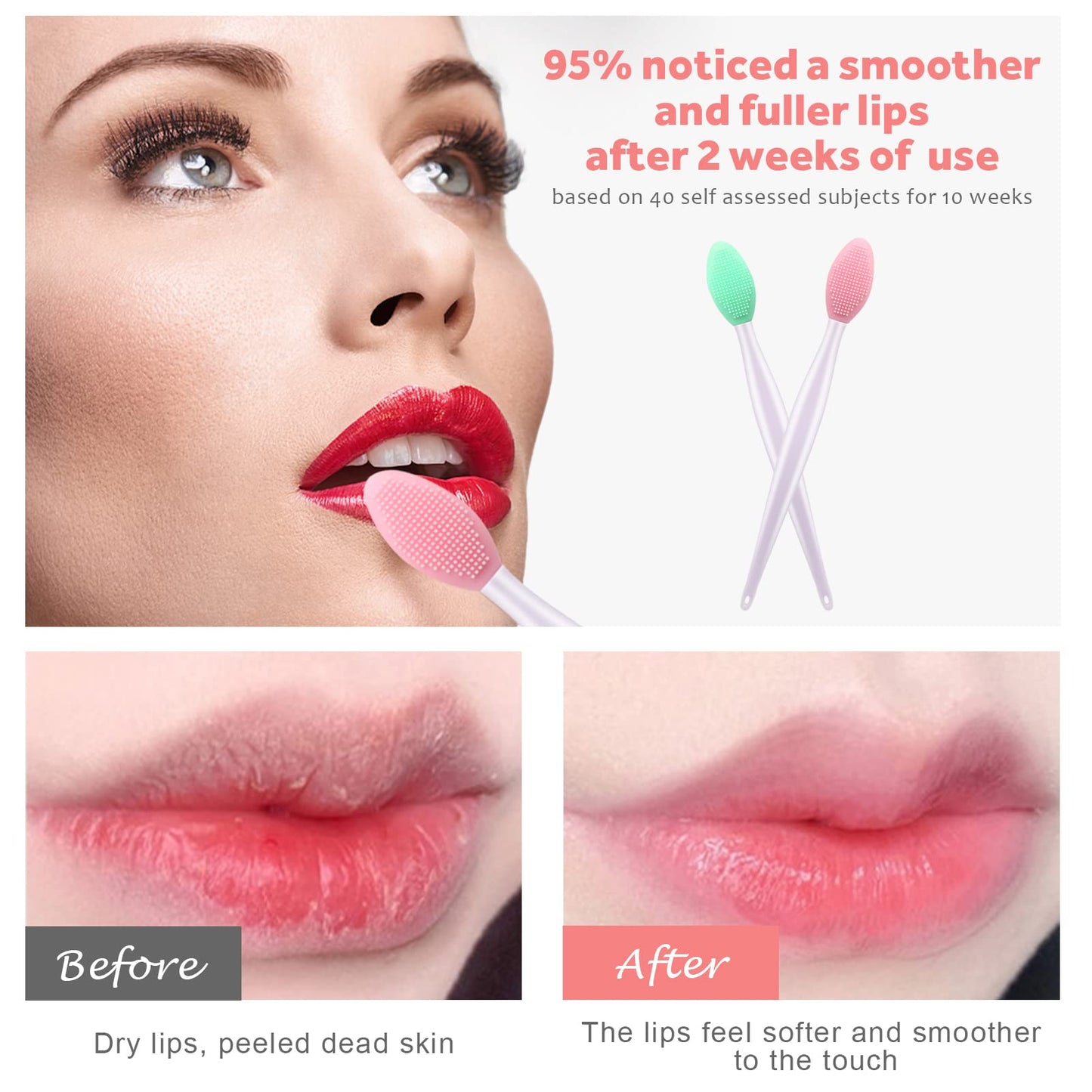 Lip Scrub Brush,Lip Scrubber Exfoliator,Double-Sided Silicone Exfoliating Tool,Gentle Lip Exfoliator Scrubber Brush for Smooth,Soft,Bright,and Healthy Beauty & Personal Care YOUKOOL