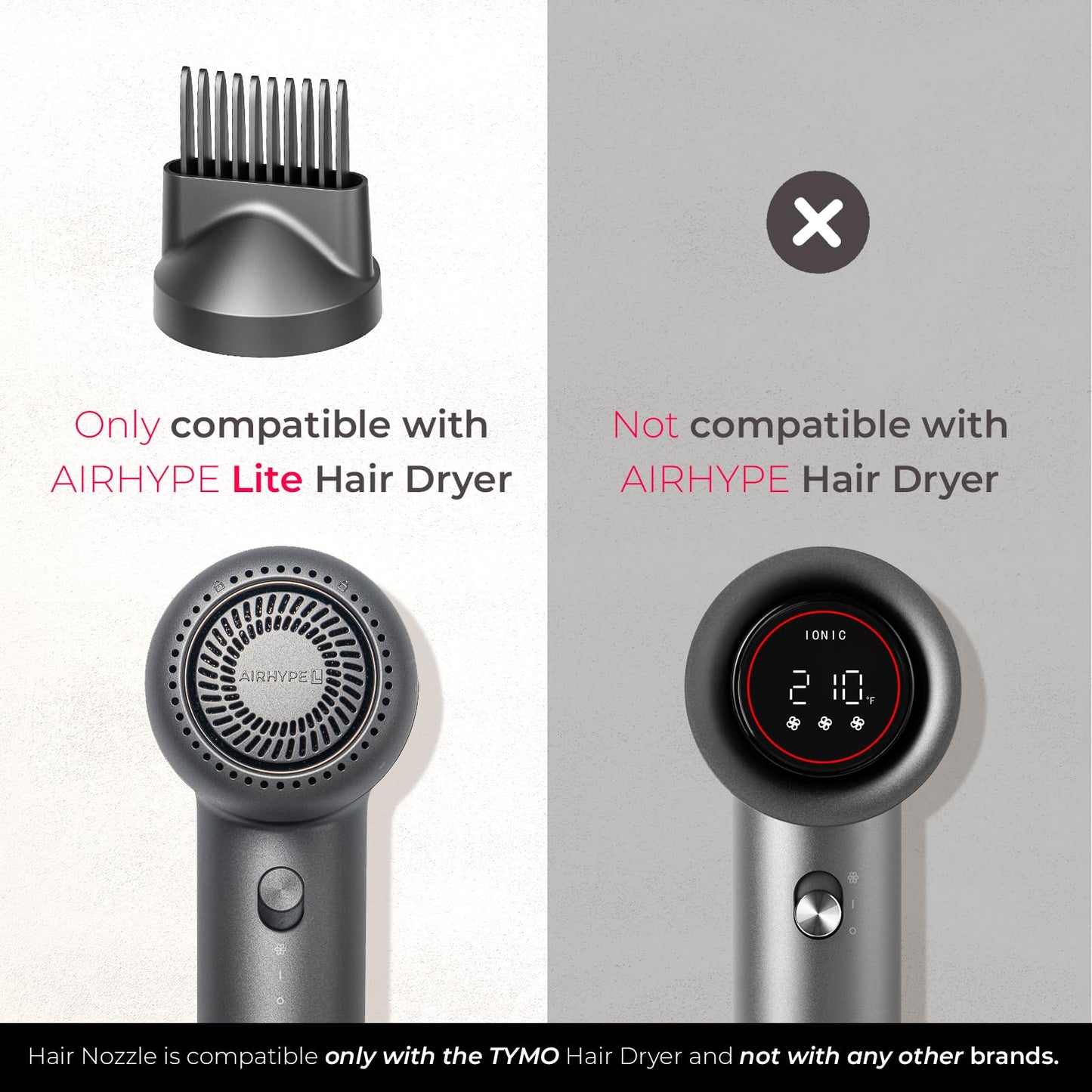 TYMO Hair Comb Attachment – Magnetic Nozzle for AIRHYPE Lite Dryer, Detangling & Lengthening Textured Hair, Quick & Efficient Styling Beauty & Personal Care TYMO