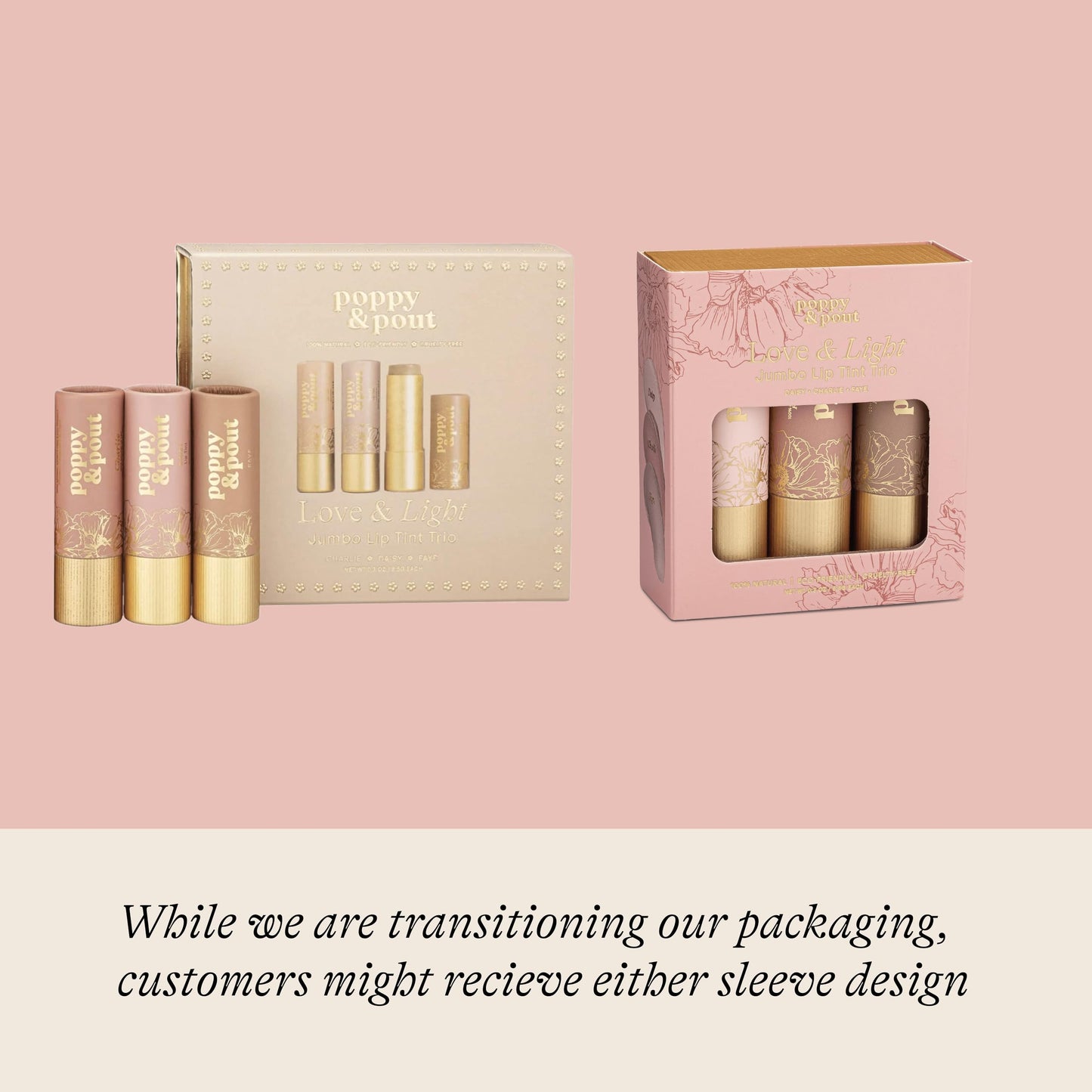 Poppy & Pout All Natural Lip Tints, Sustainable Cardboard Tubes, Hand-filled, Beeswax, Vitamin E, Coconut Oil, Cruelty Free (Love & Light Shades Trio) Beauty and Personal Care Poppy & Pout