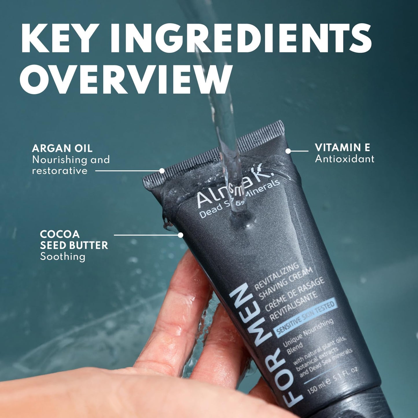 Alma K Revitalizing Shaving Cream - Nourishing and Calming Mens Shaving Cream with Dead Sea Minerals, Argan Oil - Gentle Shave Cream for Men - 5.1 oz Beauty and Personal Care ALMA K