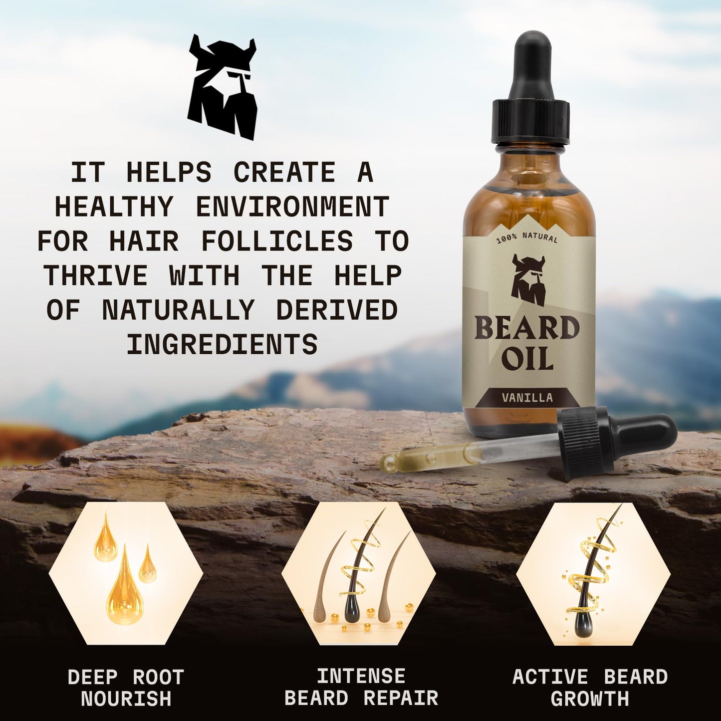 Striking Viking Vanilla Beard Oil for Men - Naturally Derived Conditioner with Argan & Jojoba Oils for Softening, Moisturizing and Growth (2 Oz) Beauty & Personal Care Striking Viking