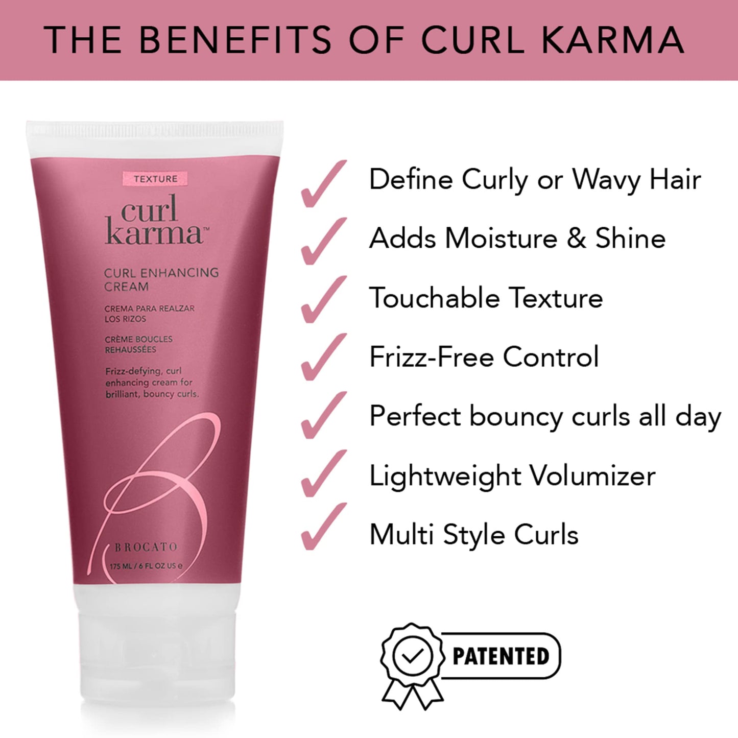 Brocato Curl Karma, Curl Enhancing Cream, 6 Fl Oz | Defining & Moisturizing Crème | Fights Frizz, Adds Bounce & Shape | All Day Control Beauty & Personal Care Brocato