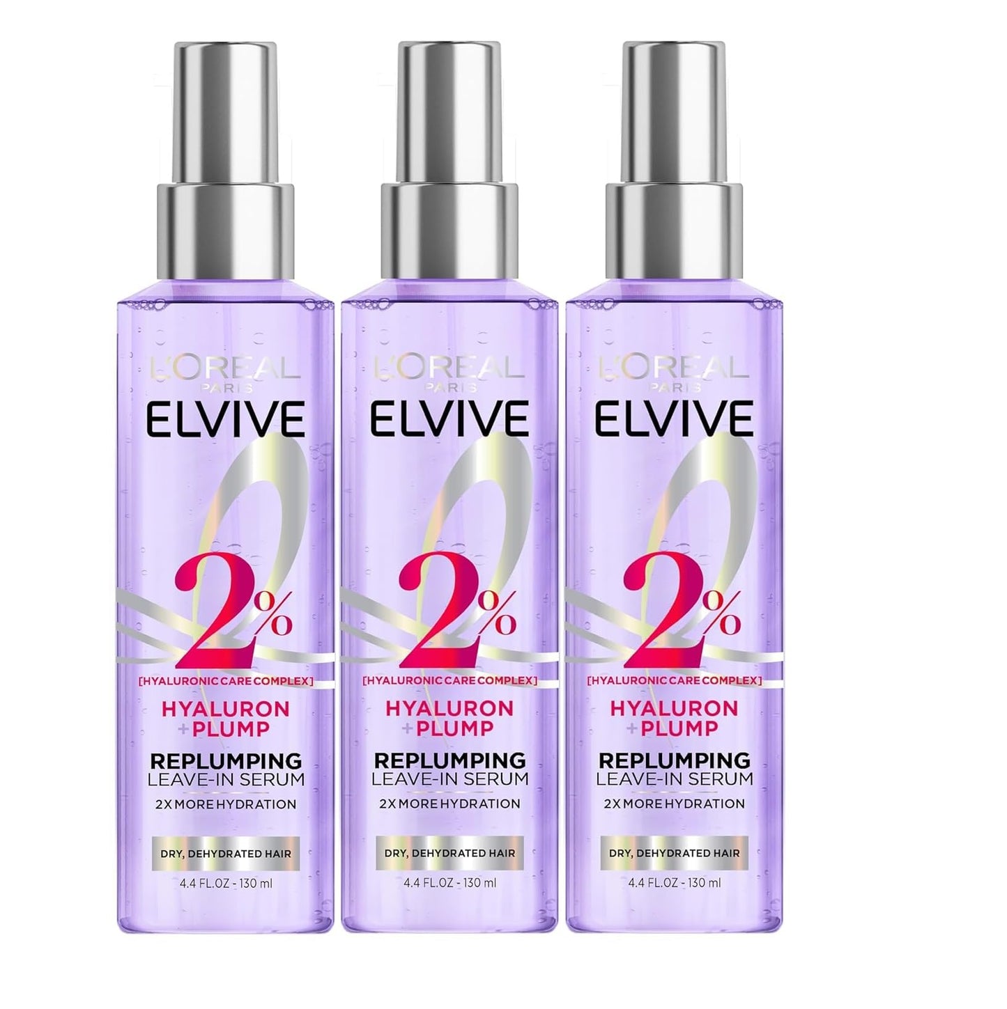 L'Oreal Paris Elvive Hyaluron Plump Moisture Plump Hair Serum for Dehydrated, Dry Hair with Hyaluronic Acid Care Complex, Paraben-Free, 4.4 Fl Oz (3 Beauty & Personal Care L'Oreal Paris
