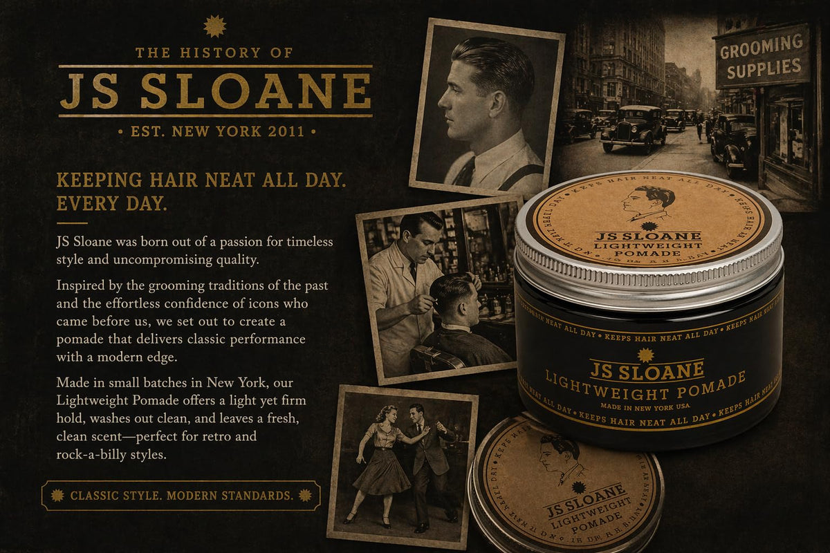 JS Sloane Lightweight Pomade - Light Hold, Natural Shine, Water-Based Hair Styling Pomade - Fresh Clean Scent, Easy Washout - Ideal for Classic, Retro