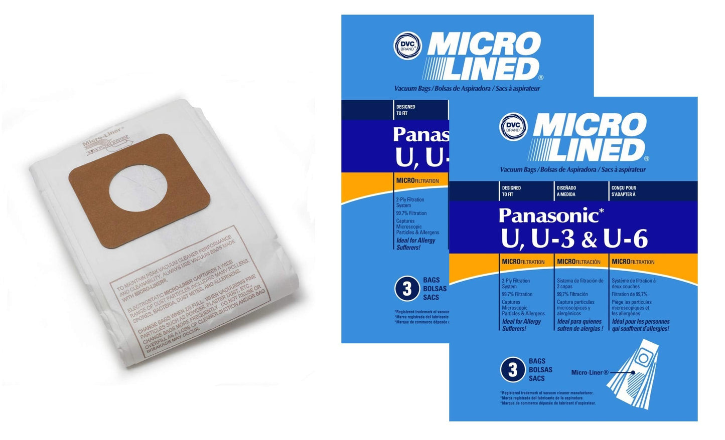 DVC Micro-Lined Paper Replacement Bags For Panasonic Style U, U-3, and U-6 Fits Models MC-V5100, 5200, 5300, 5500, 6200, 6300, 6600, 6700, 6800 Beauty and Personal Care DVC