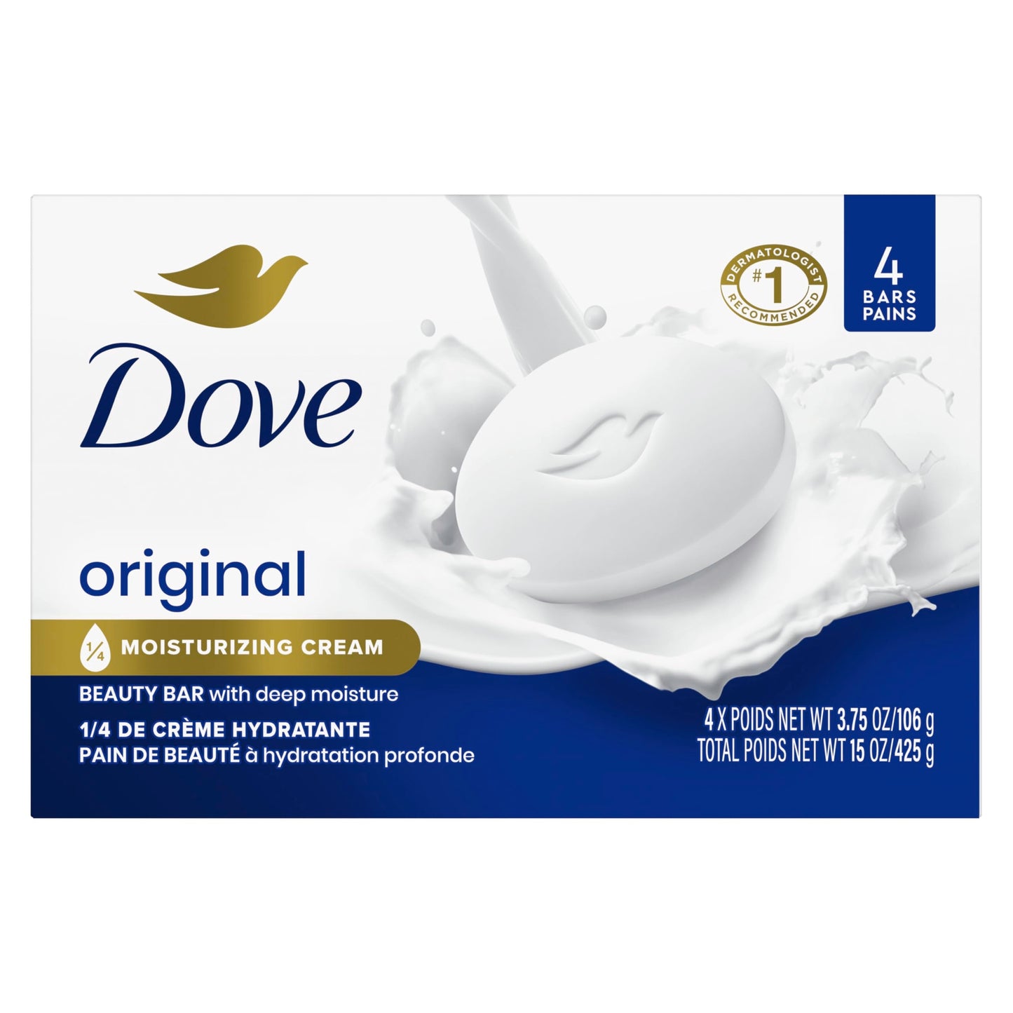 Dove Beauty Bar Gentle Skin Cleanser Moisturizing for Gentle Soft Skin Care Original Made With 1/4 Moisturizing Cream 3.75 oz, 4 Bars Beauty & Personal Care Dove