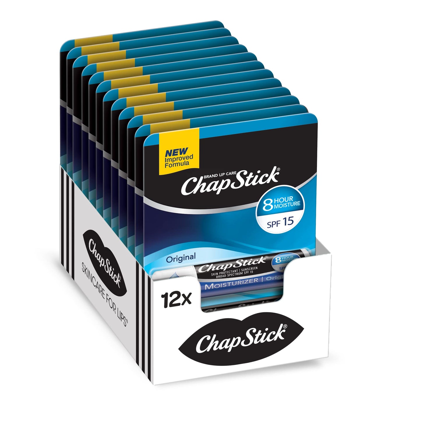 ChapStick Moisturizer Original Lip Balm Tubes, SPF 15 and Skin Protectant - 0.15 Oz (Pack of 12) Beauty & Personal Care ChapStick