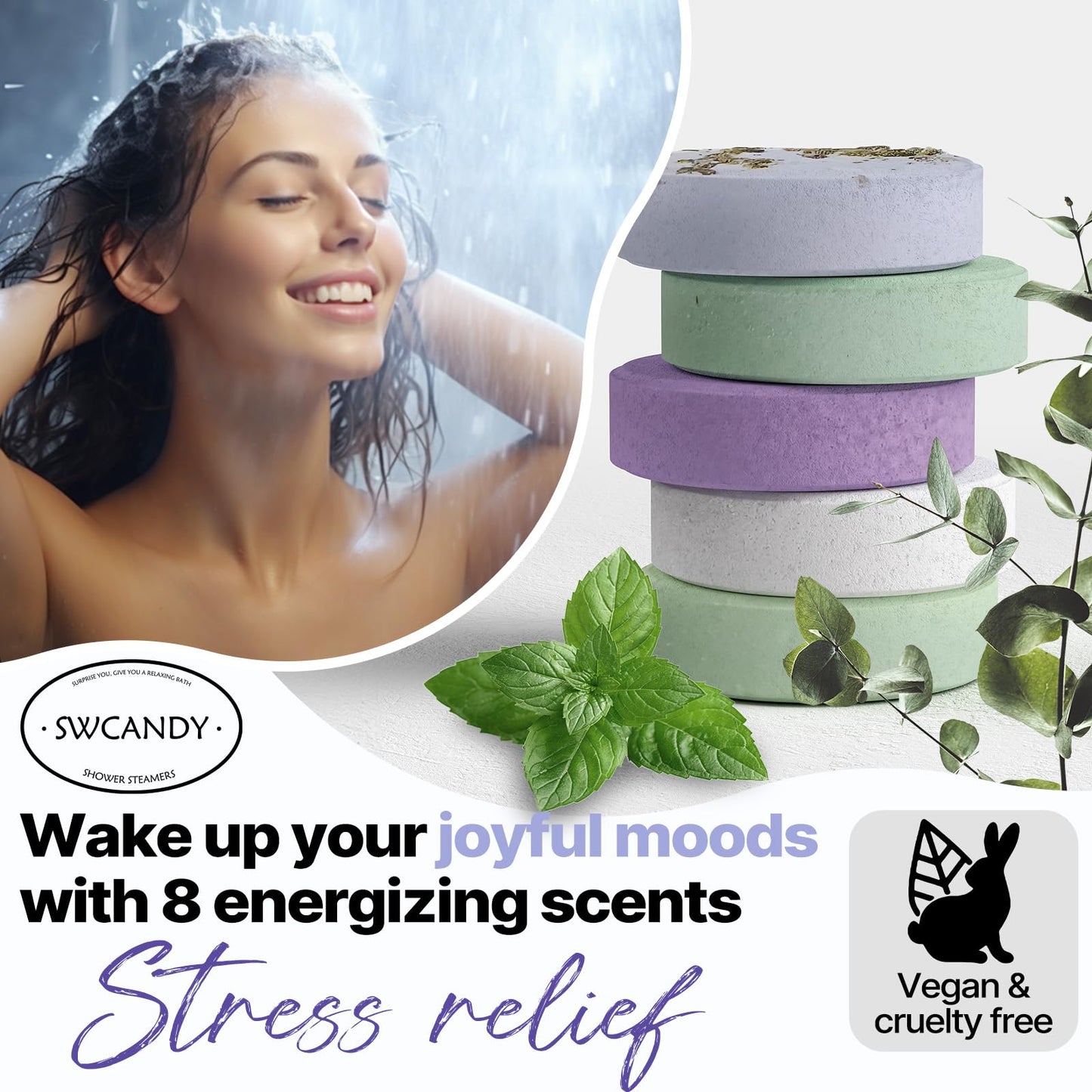 Shower Steamers Aromatherapy Birthday Gifts for Women - SWCANDY 8 Pcs Travel Essentials, Hotel Shower Spa Holidays Mom Wife Grandma Sister Her Self Beauty and Personal Care SWCANDY