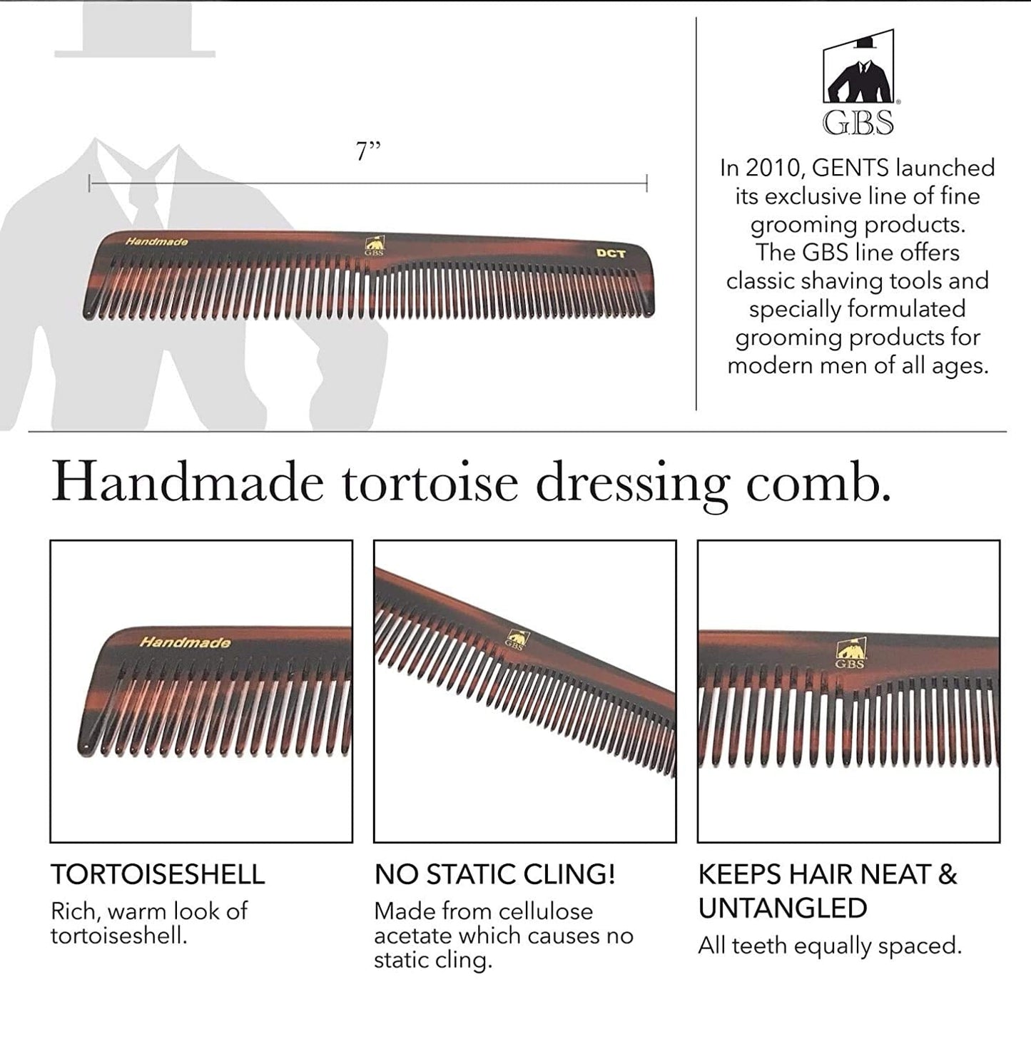 G.B.S Men’s Handmade Comb Set, Pure Synthetic Hair Brush, Dressing Comb, Pocket Comb, Mustache Comb and Military Style Hair Brush Beauty & Personal Care G.B.S