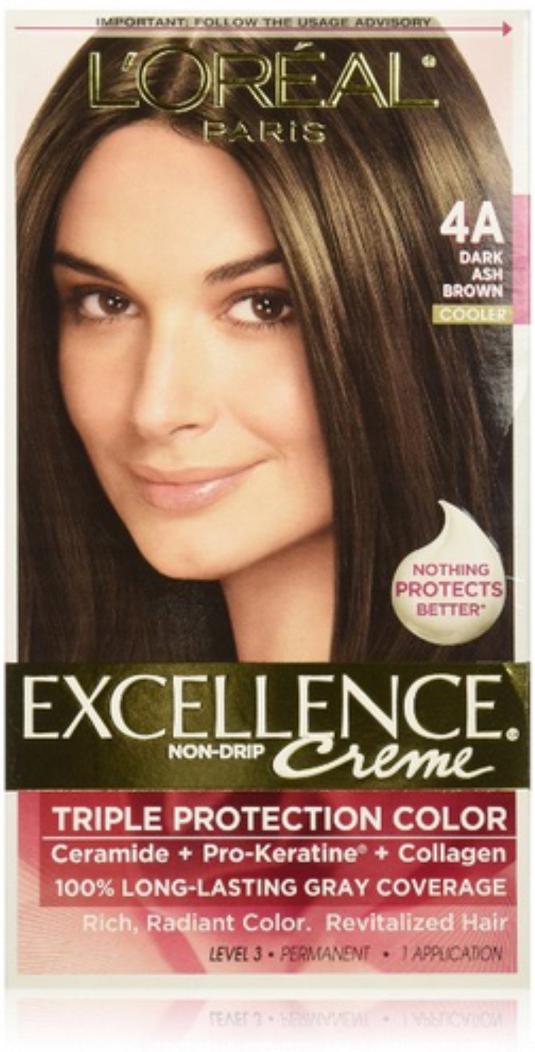L'Oreal Paris Excellence Creme Haircolor, Dark Ash Brown [4A] (Cooler) 1 ea (Pack of 2)